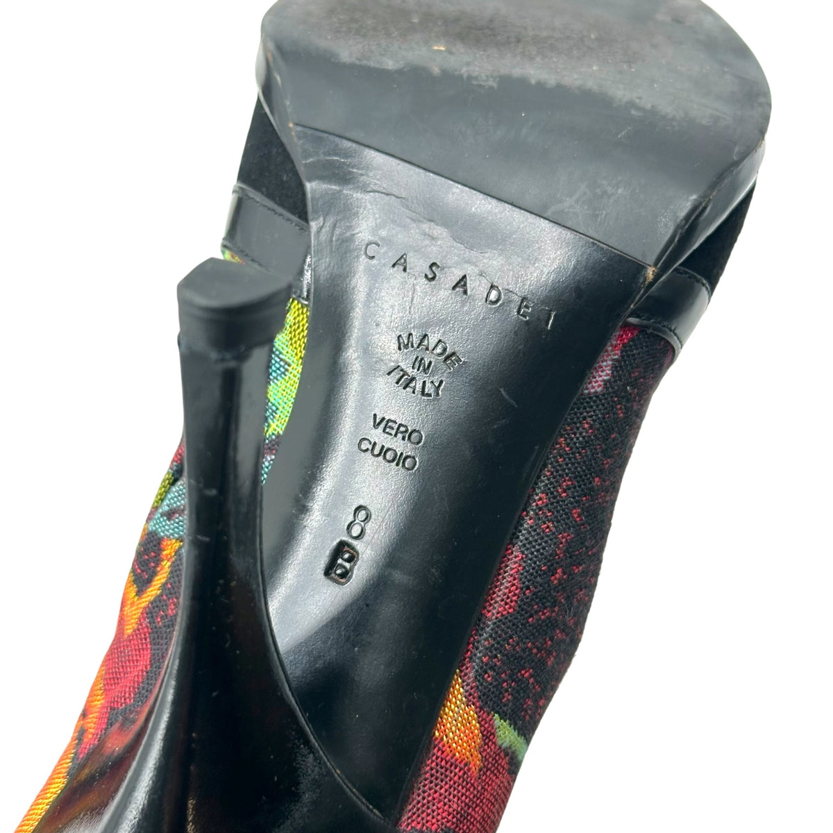 Casadei Floral Black Suede Heeled Boots