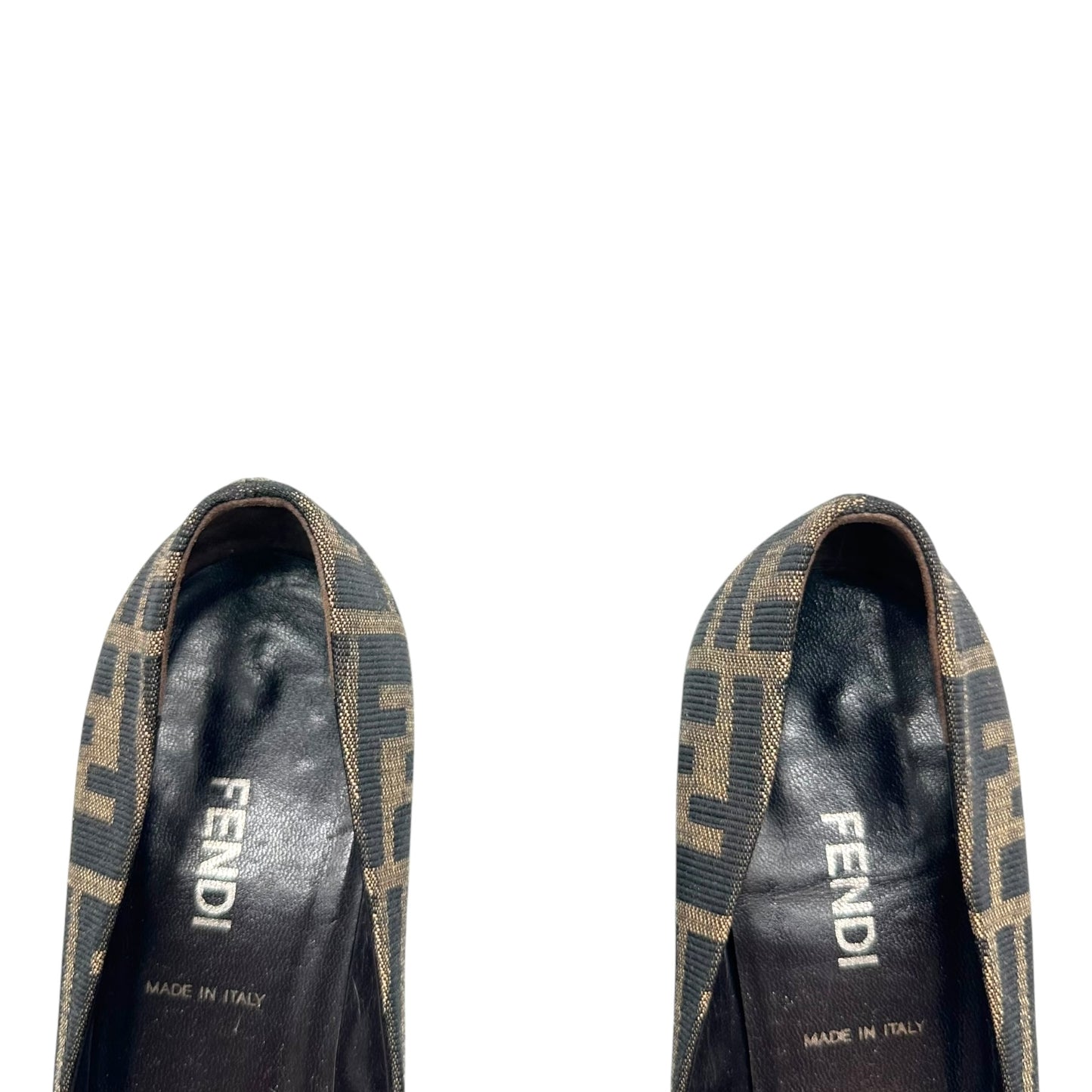 Fendi Brown Zucca Monogram Kitten Heels