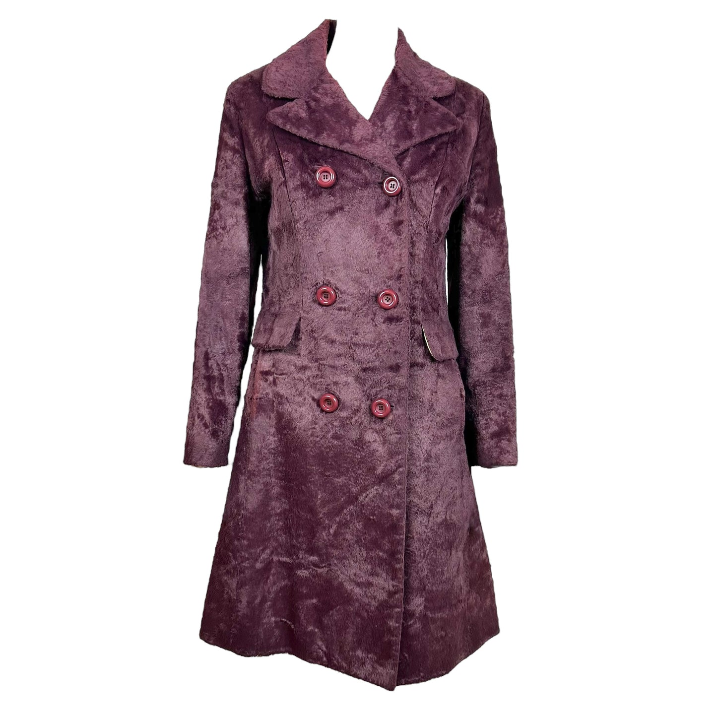 D&G Dolce & Gabbana Burgundy Faux Fur Trench Coat