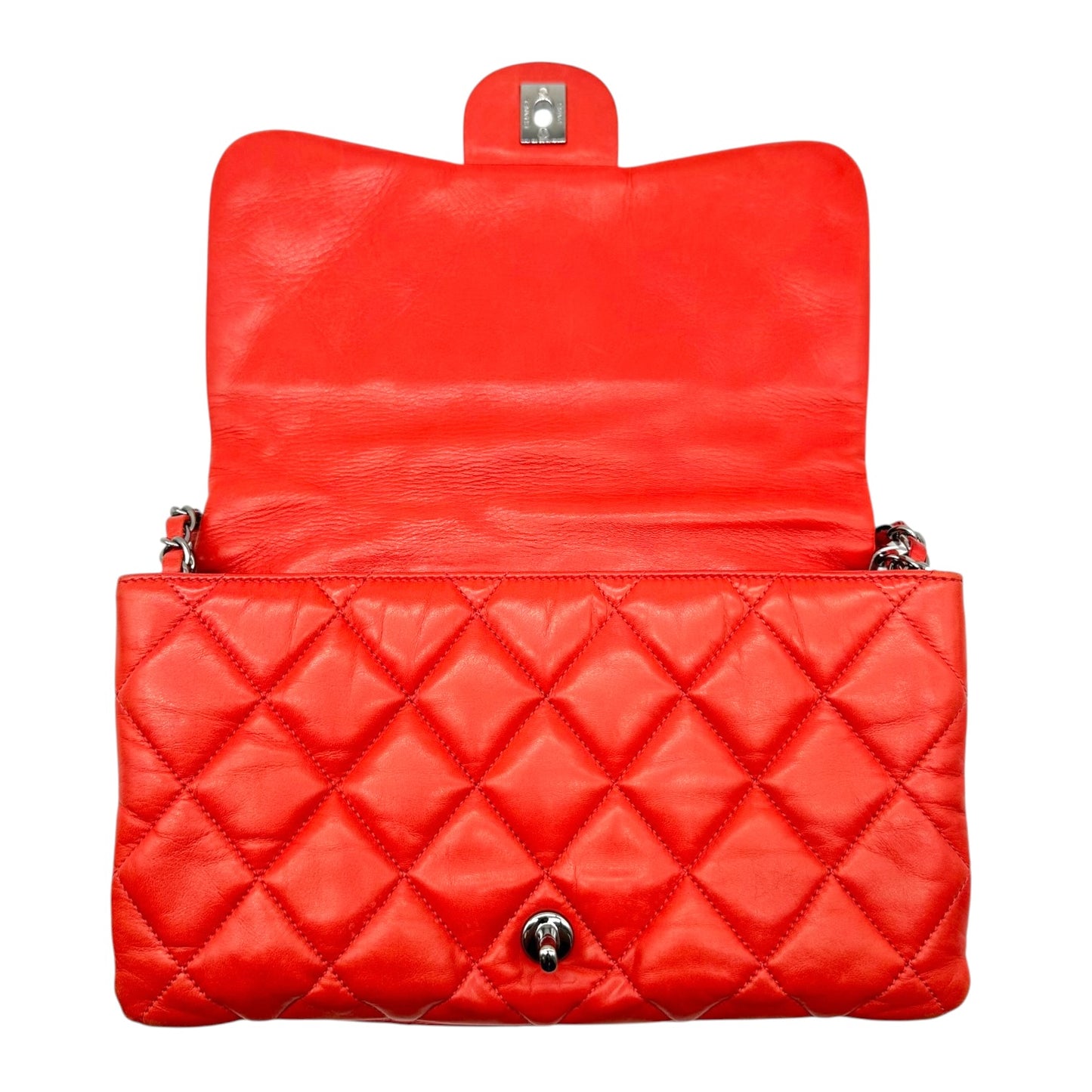 Chanel Red Matelasse Quilted Medium Accordion Flap Bag