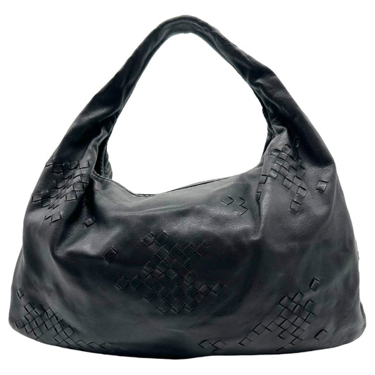 Bottega Veneta Black Intrecciato Woven Patchwork Hobo Bag