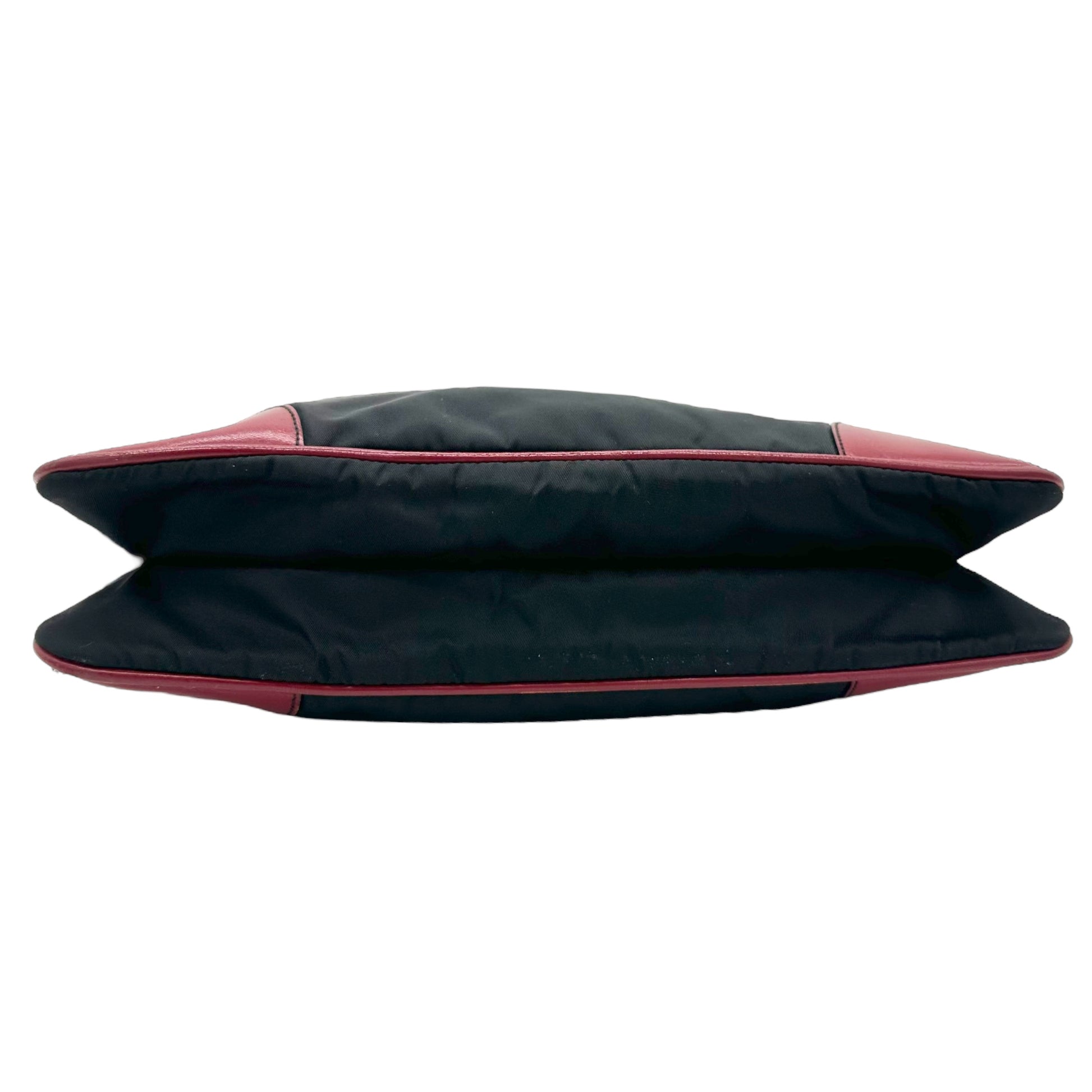 Prada Black Nylon & Red Leather Shoulder Bag - Outfit Repeater
