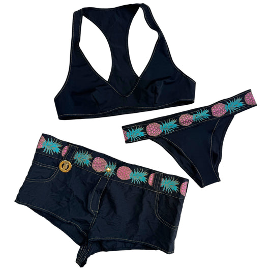 Roberto Cavalli Class Pineapple Bikini & Micro Short Set