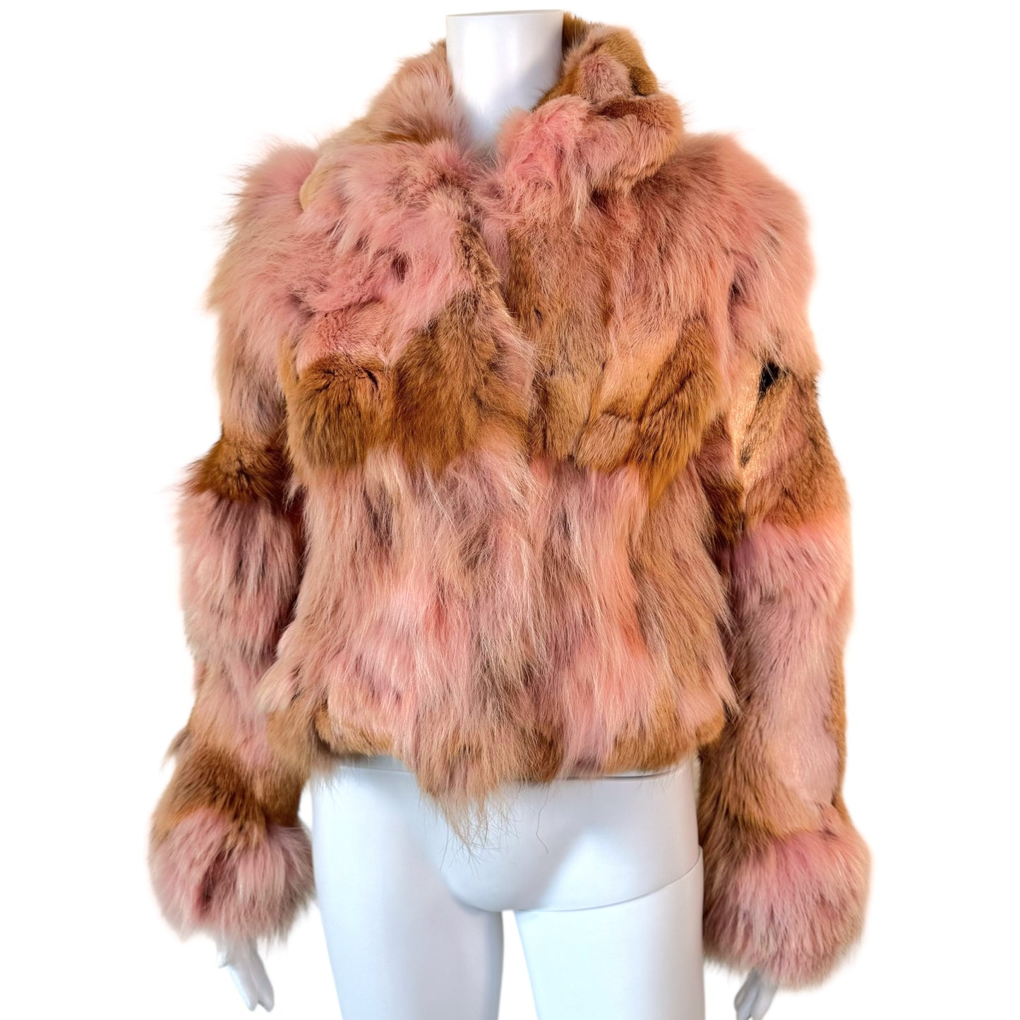 Vintage Pink Brown Fur Coat Early 2000s