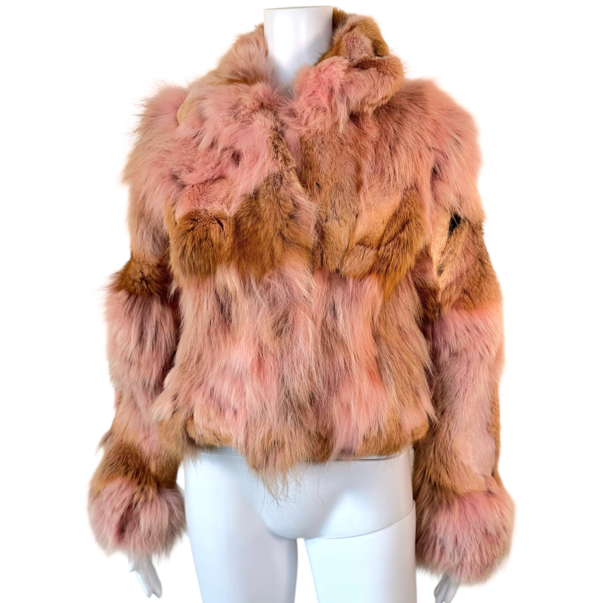 Vintage Pink Brown Fur Coat Early 2000s