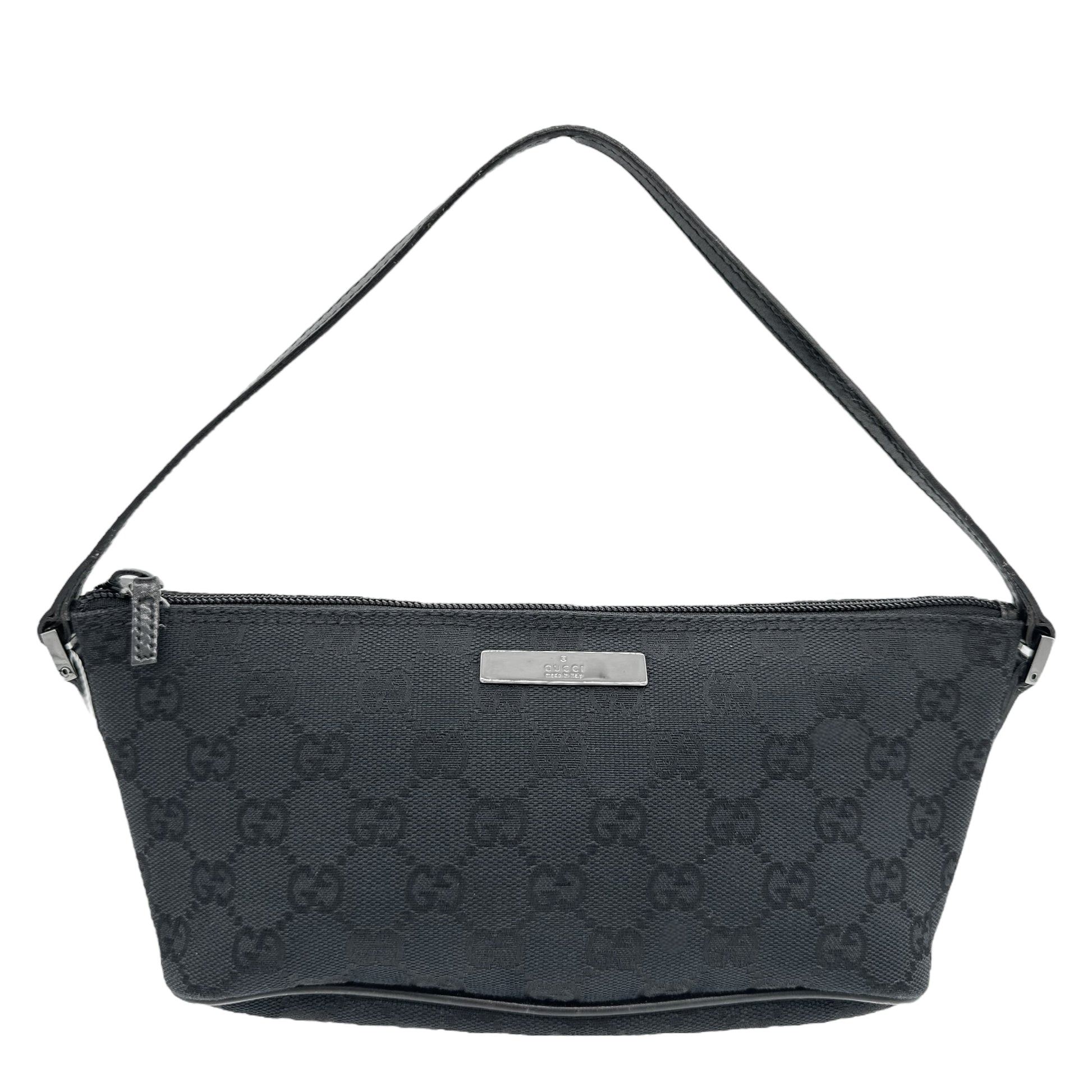 Gucci Black Monogram Canvas Boat Bag Pochette - Outfit Repeater