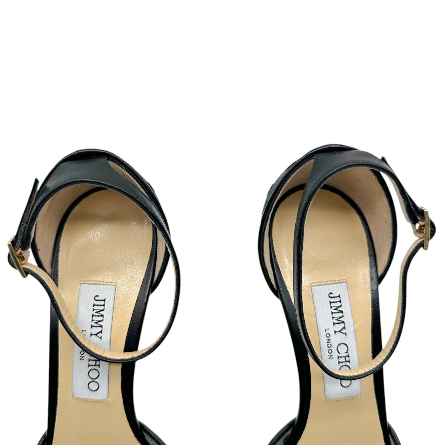 Jimmy Choo Black Semi-Sheer Polka Dot Sandal Heels
