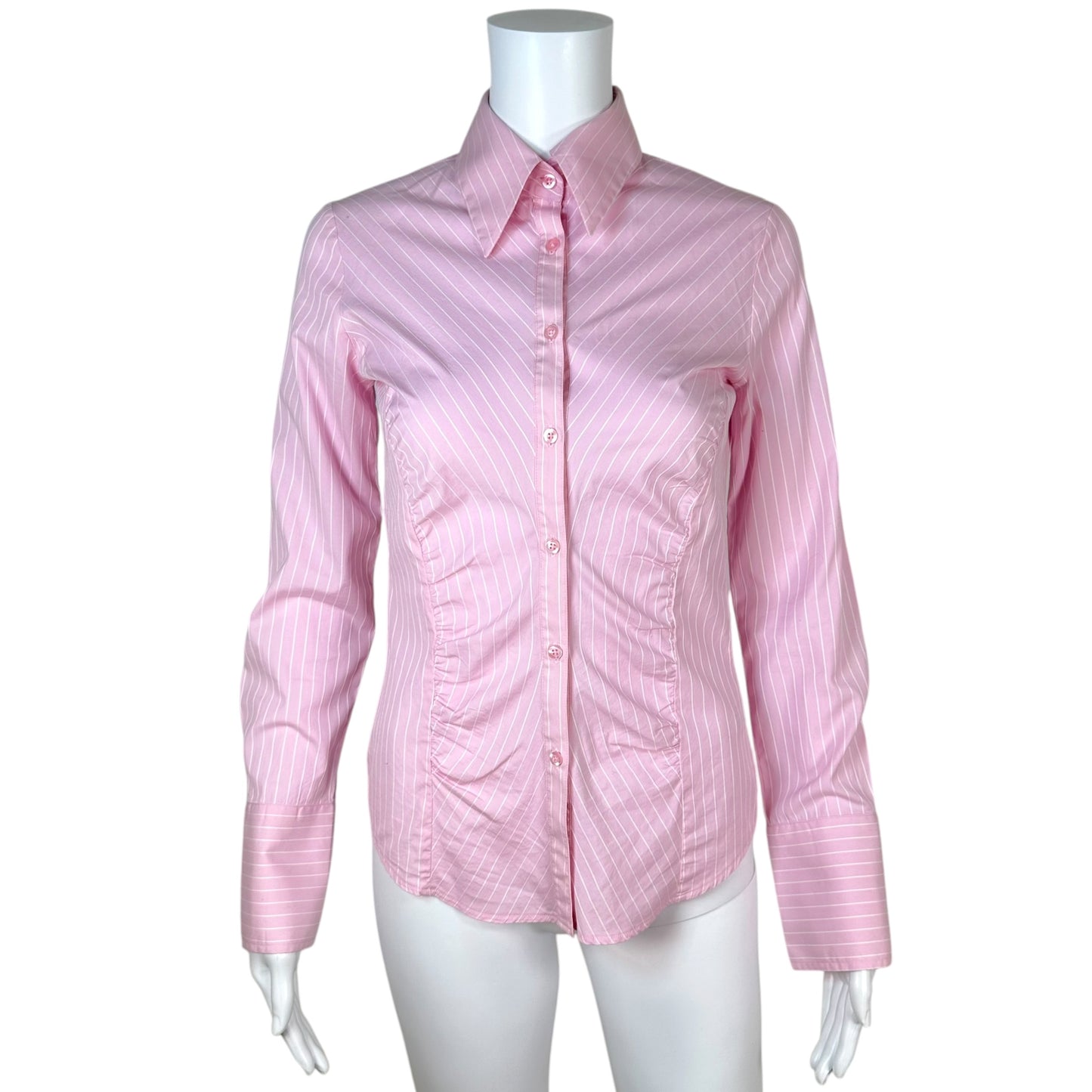 Thomas Pink Fitted Pink White Pinstripe Blouse