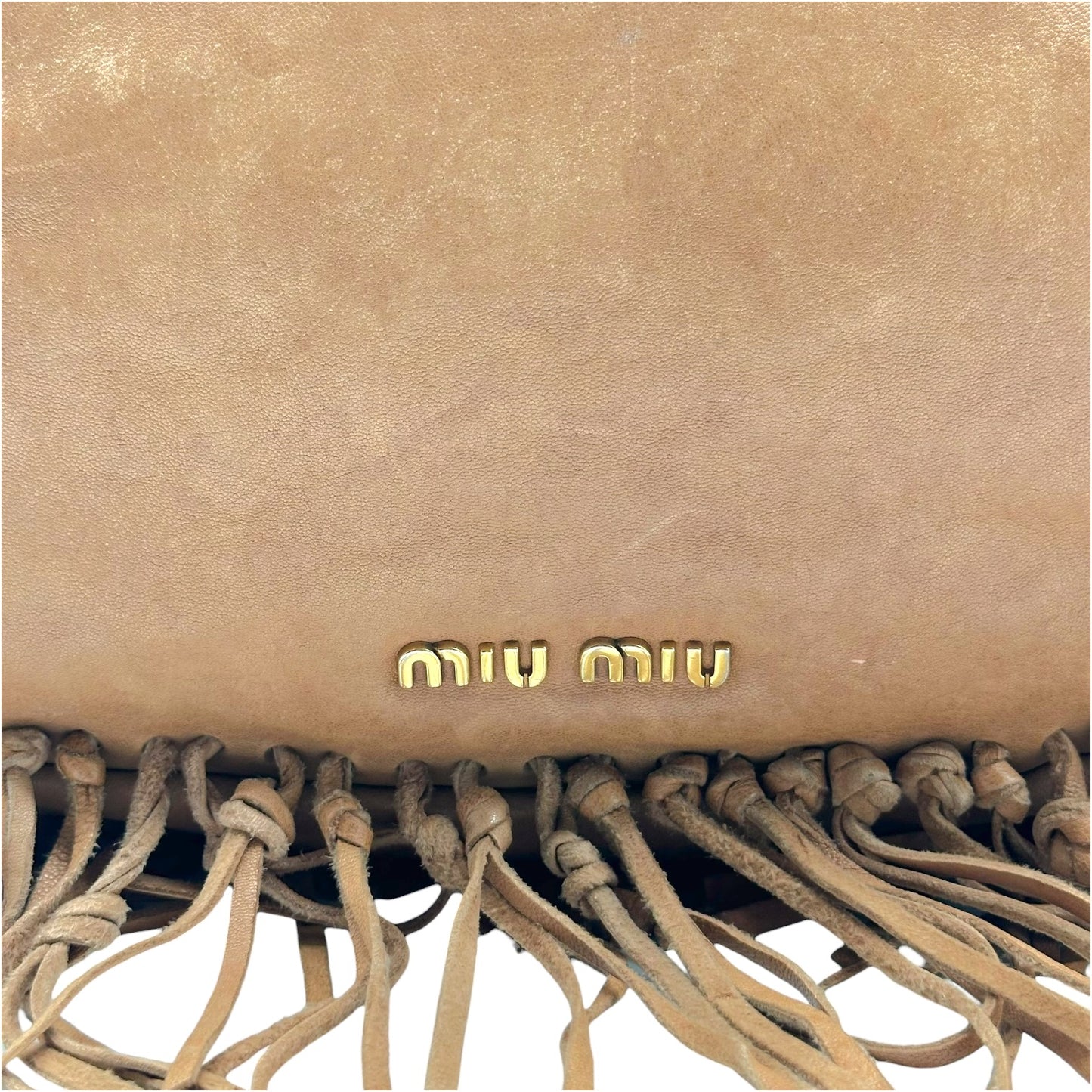 Miu Miu Brown Leather Fringe Trim 2-Way Hobo Bag