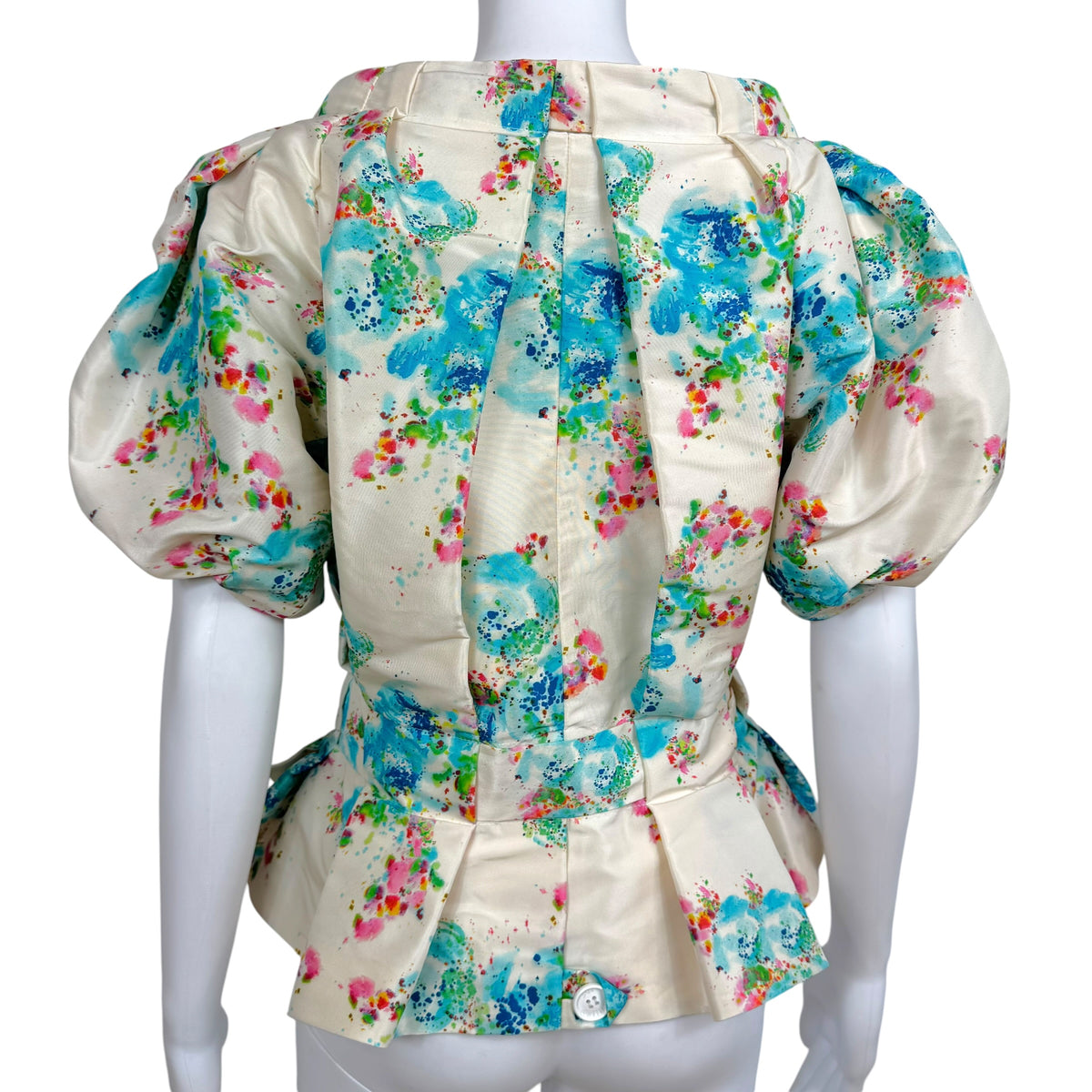 John Galliano Silk Jacket White Turquoise Multi Spot Print