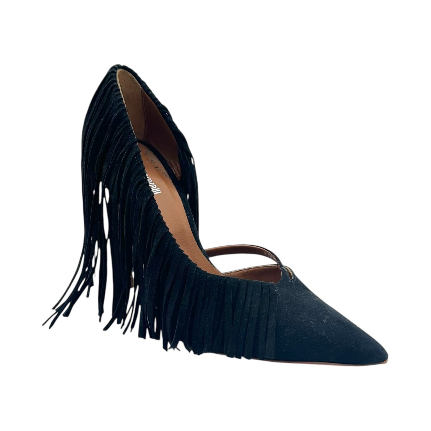 Just Cavalli Roberto Cavalli Black Suede Fringe Heels - Outfit Repeater
