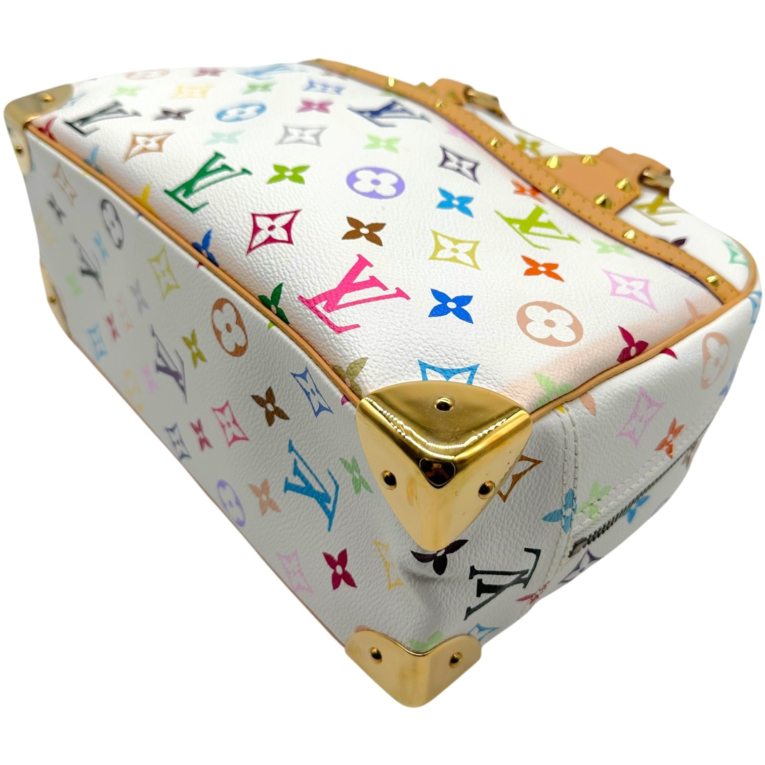 Louis Vuitton Trouville Handbag White Multicolor Canvas