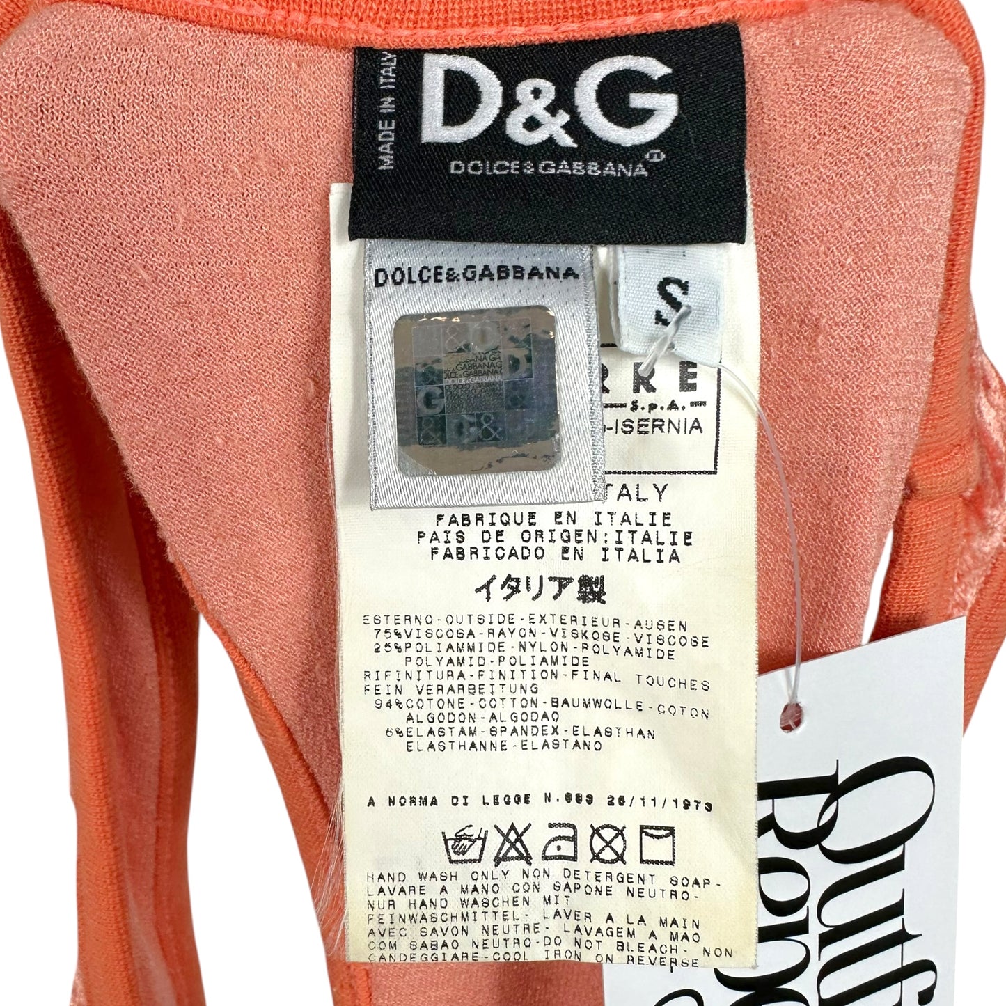 D&G Dolce & Gabbana Freedom Graphic Orange Velvet Tank