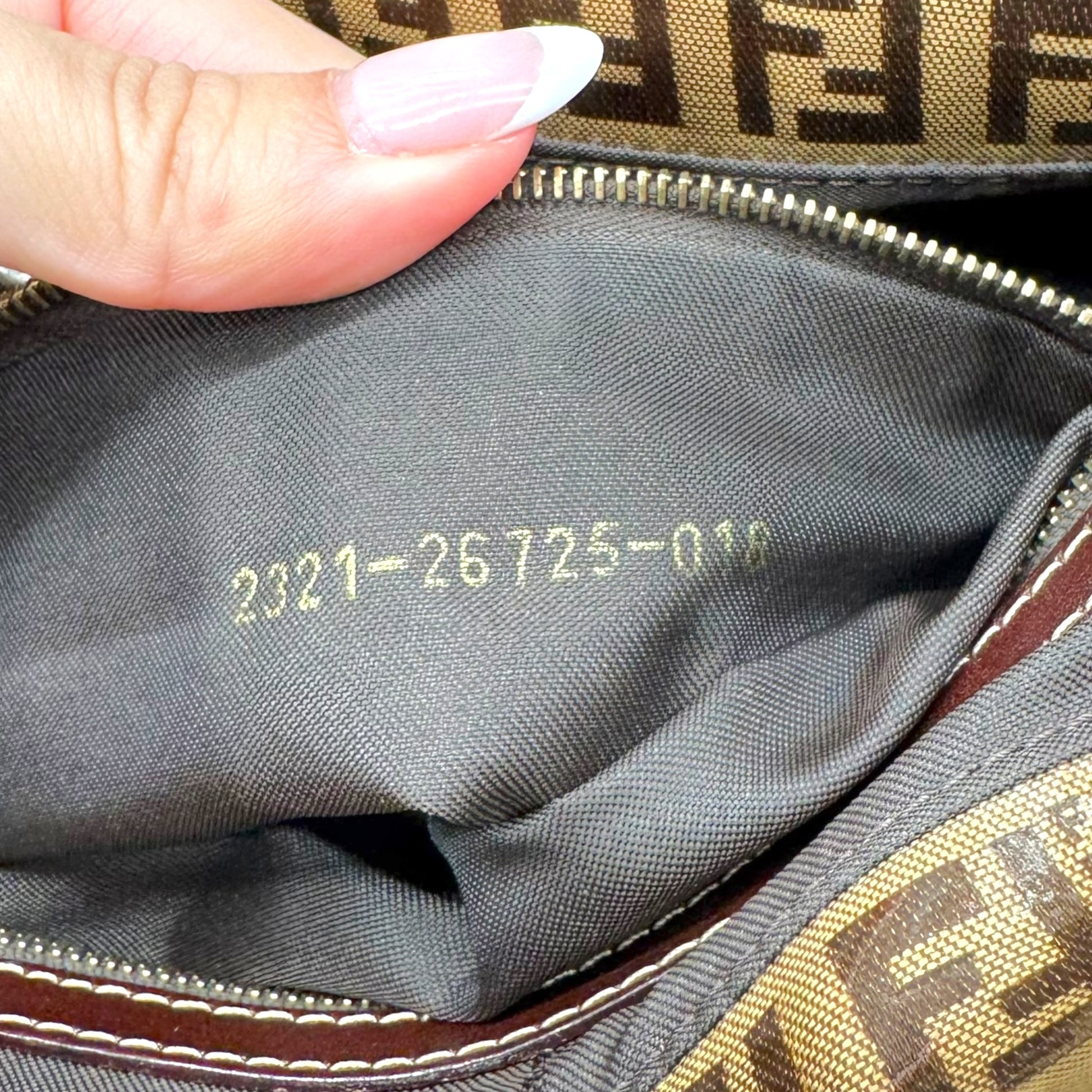 Fendi Tan Zucchino Monogram Coated Fold-Over Baguette Bag - Outfit Repeater