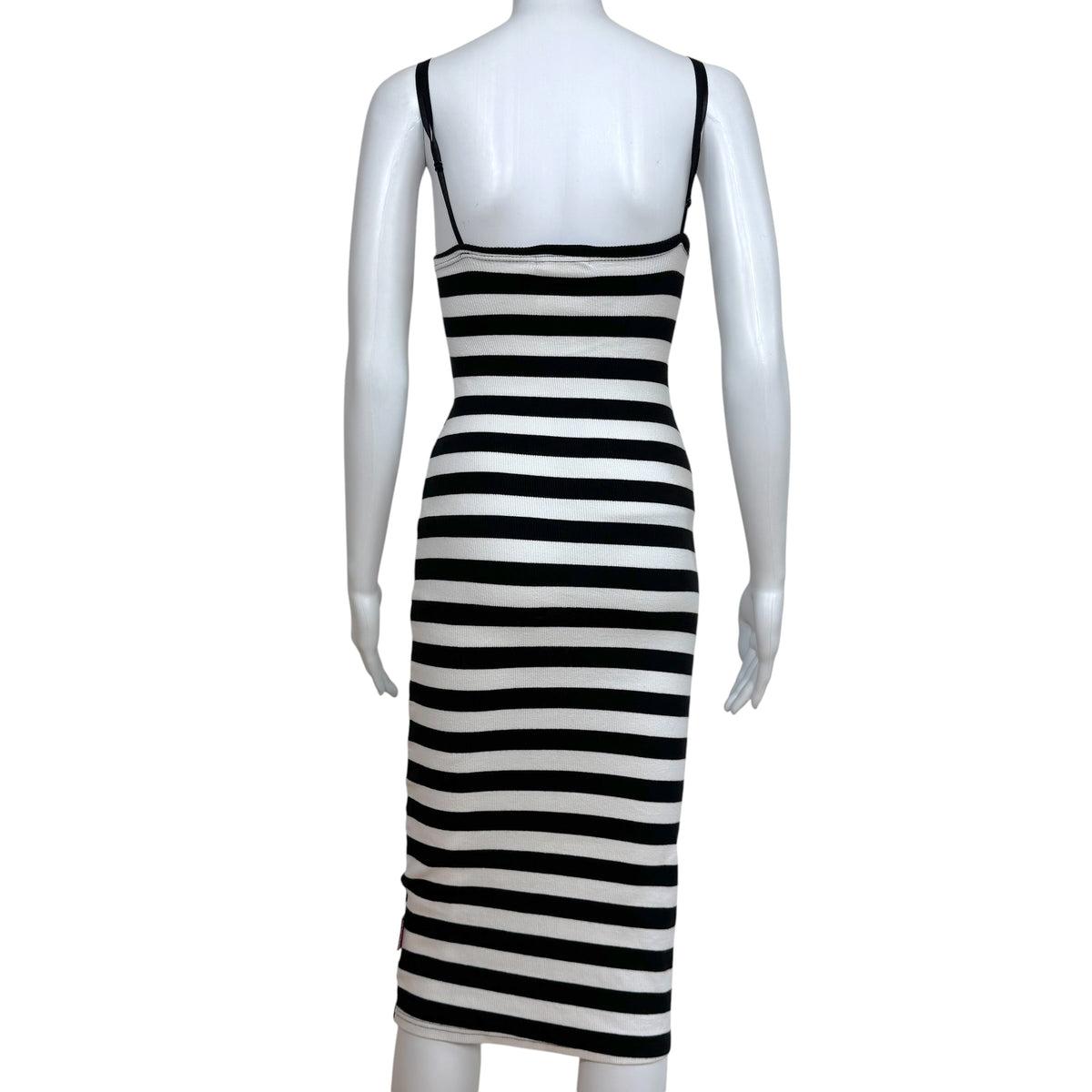 Dsquared2 Black And White Striped Midi Dress
