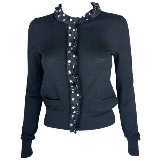 Dolce & Gabbana Polka Dot Silk Trim Knit Cardigan