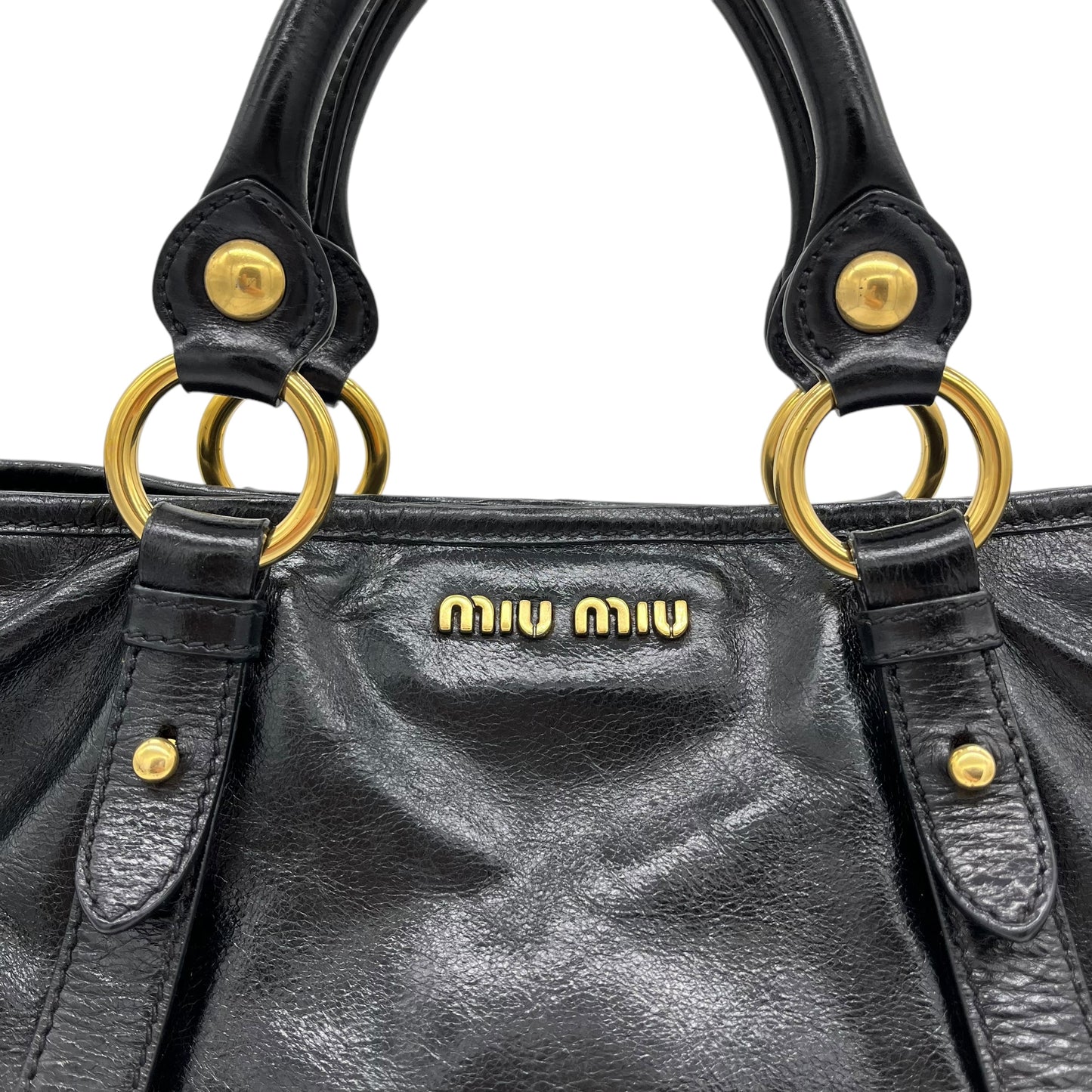 Miu Miu Black & Gold Leather 2-Way Bag