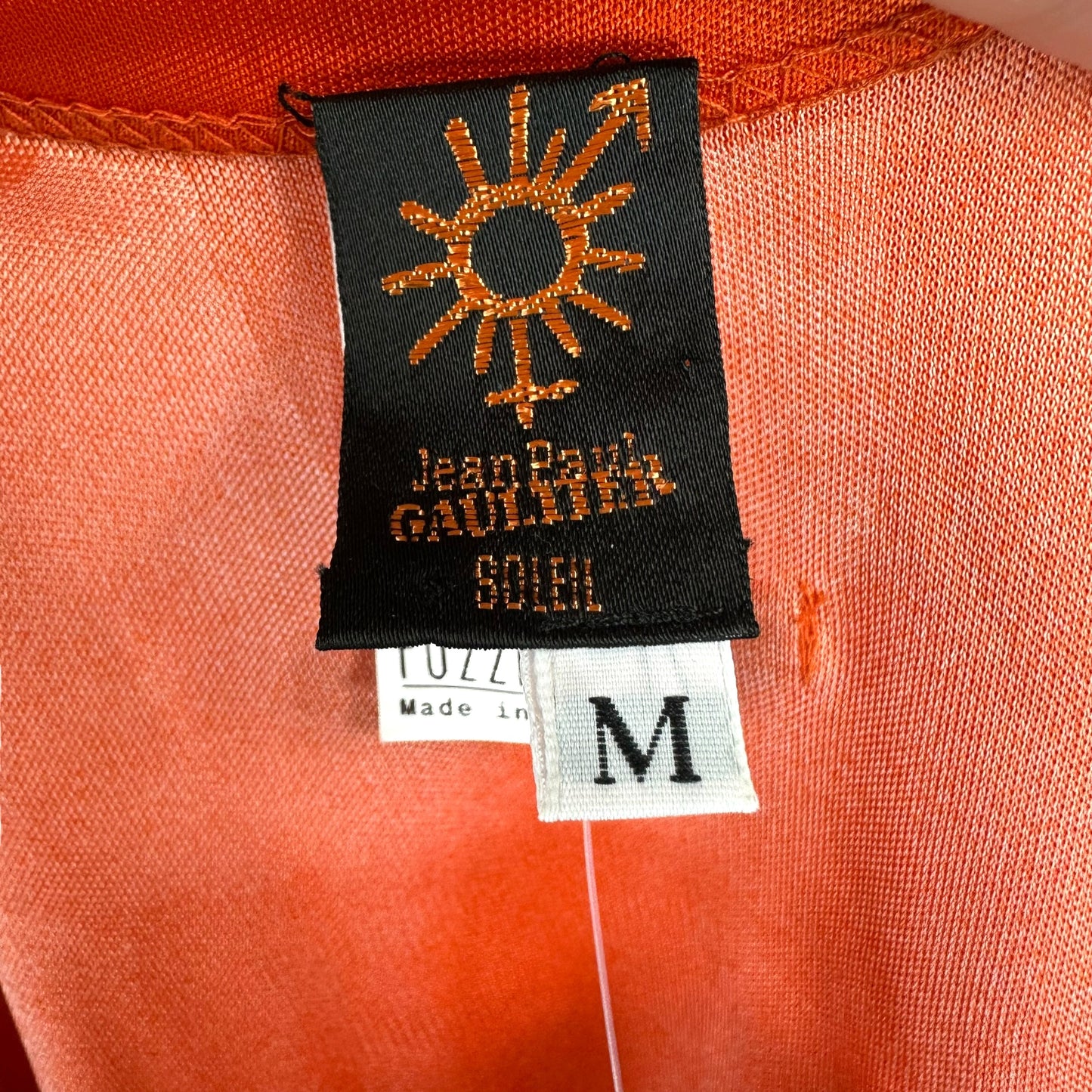 Jean Paul Gaultier Soleil Bright Orange Palm Print Cold Shoulder Top