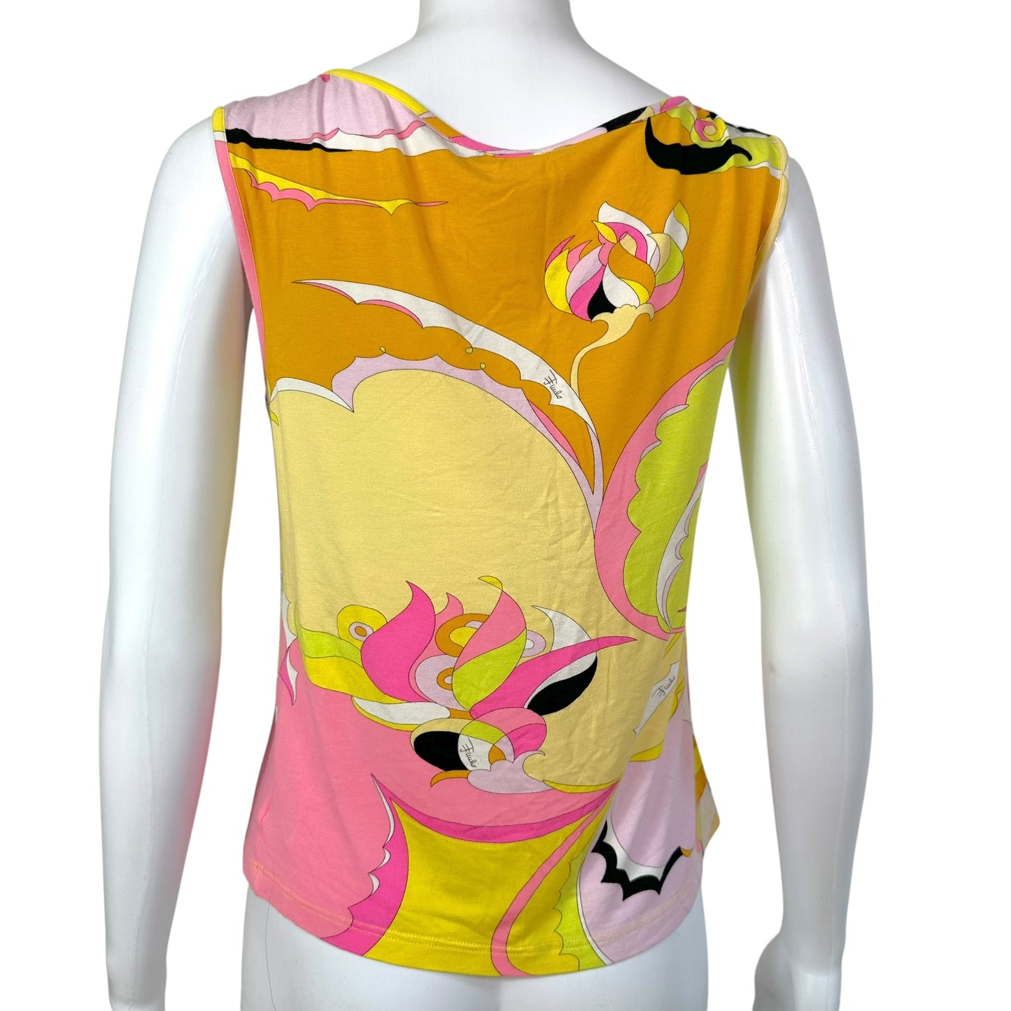 Emilio Pucci Pink & Yellow Printed Tank Top