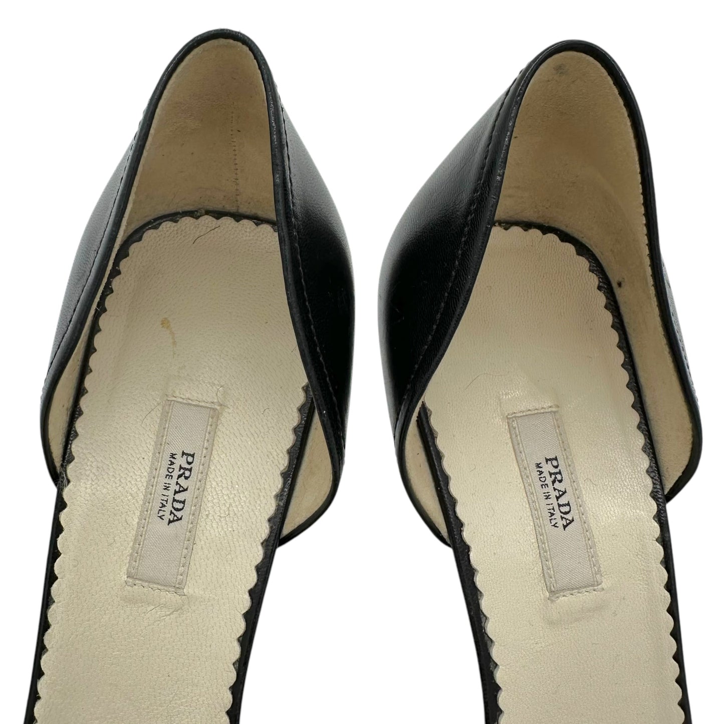 Prada Black Leather Buckle Kitten Heels