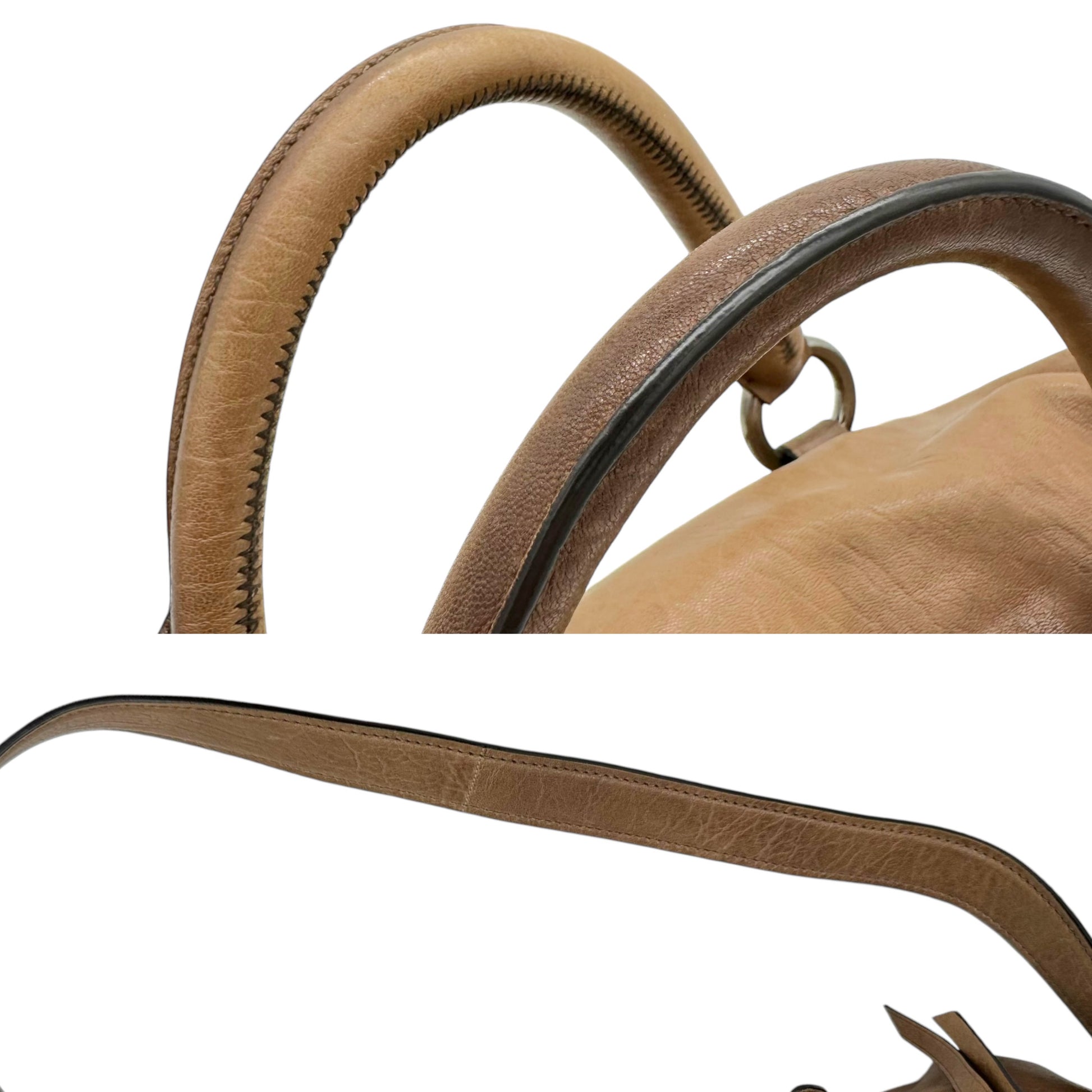 Miu Miu Distressed Brown Leather 2-Way Bag - Outfit Repeater