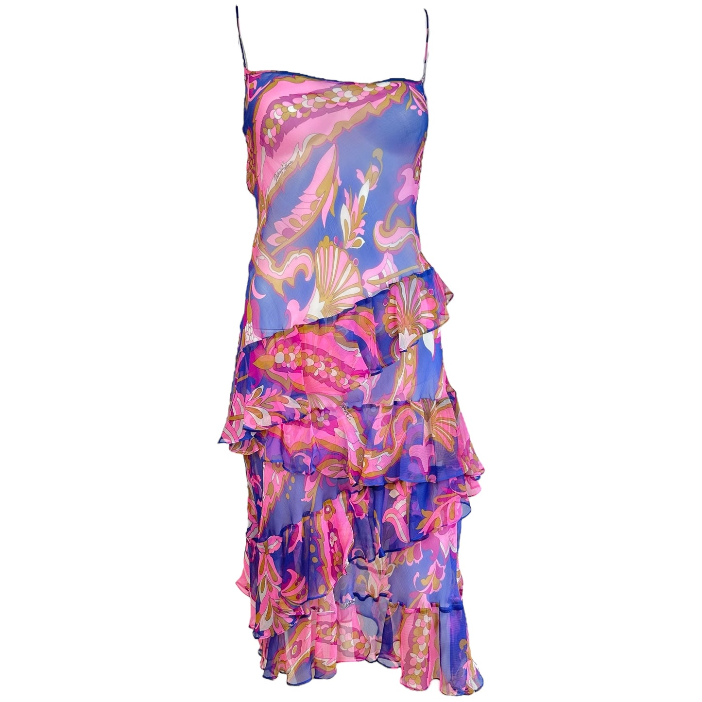 Dolce & Gabbana Sheer Silk Slip Dress Pink Purple Floral