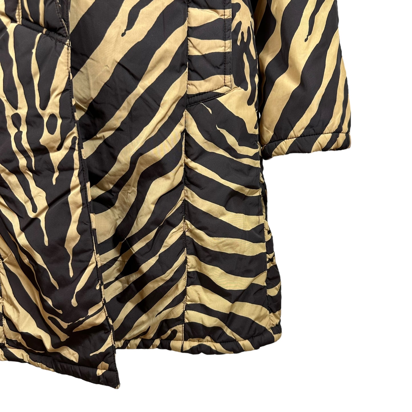 Dolce & Gabbana Brown Zebra Print Puffer Trench Coat