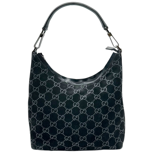 Gucci Black Suede Monogram Shoulder Bag