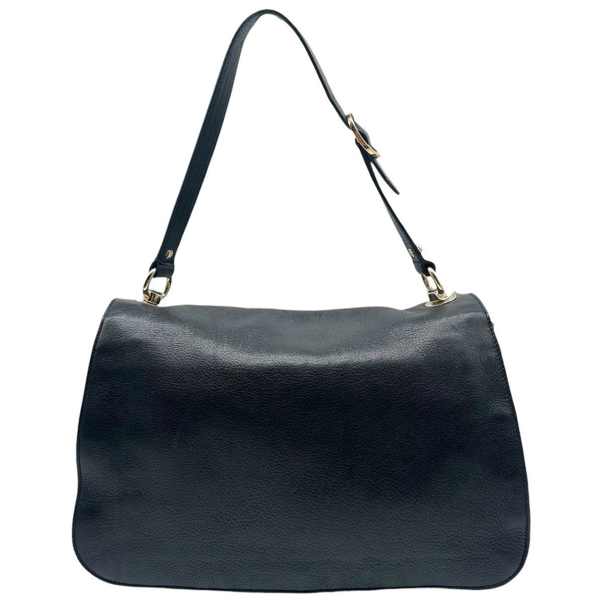 Gucci Shoulder Bag Black Leather Gold GG Logo