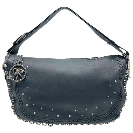 Christian Dior Black Leather Rivet Shoulder Bag