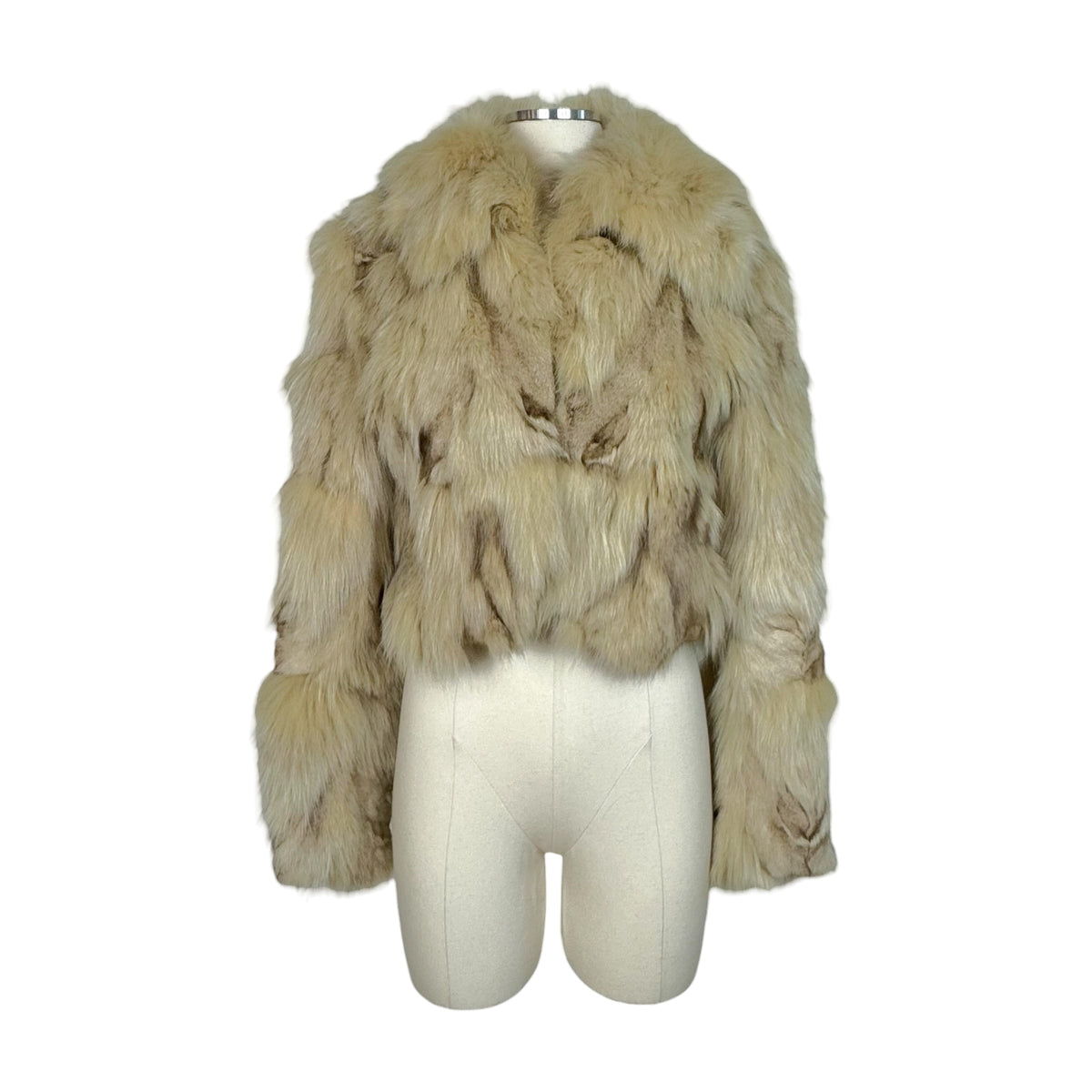 Vintage Biplane Cropped Ivory Fox Fur Coat