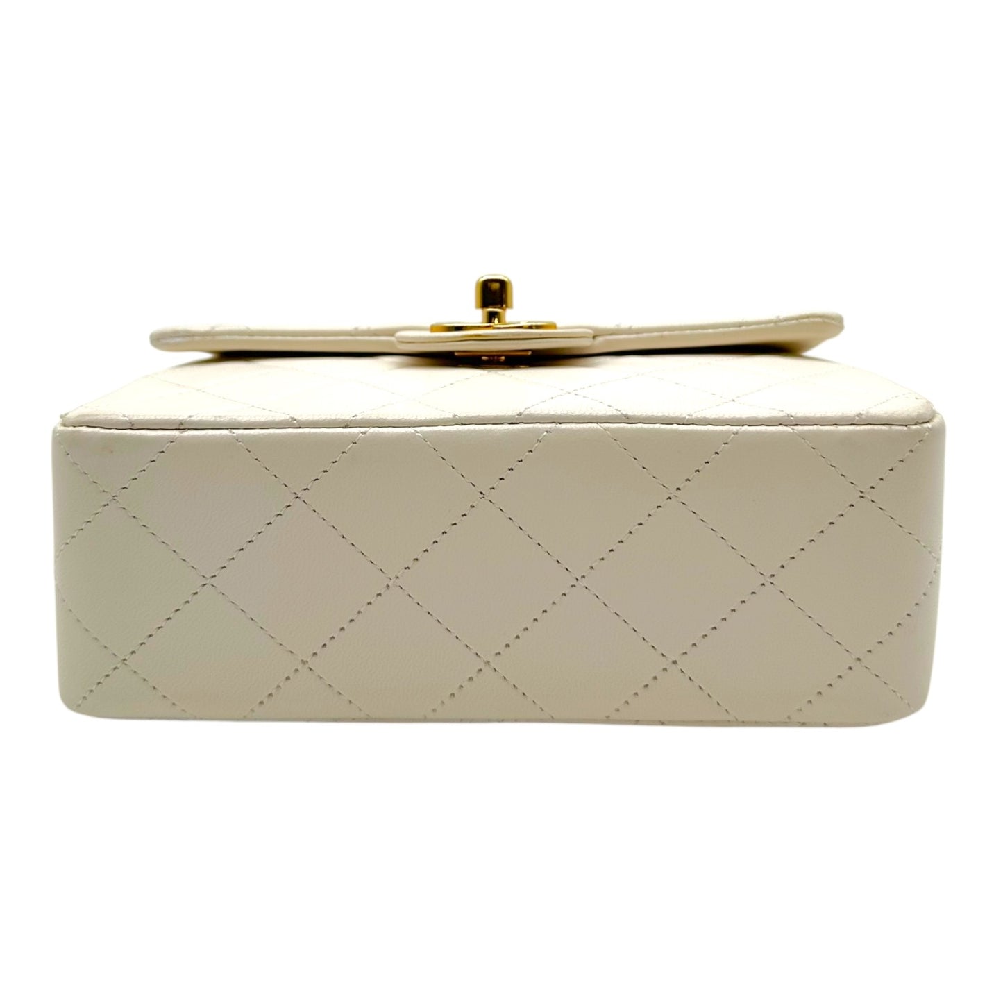 Chanel White Matelasse Lambskin & Gold Small Classic Flap Bag 1986-88