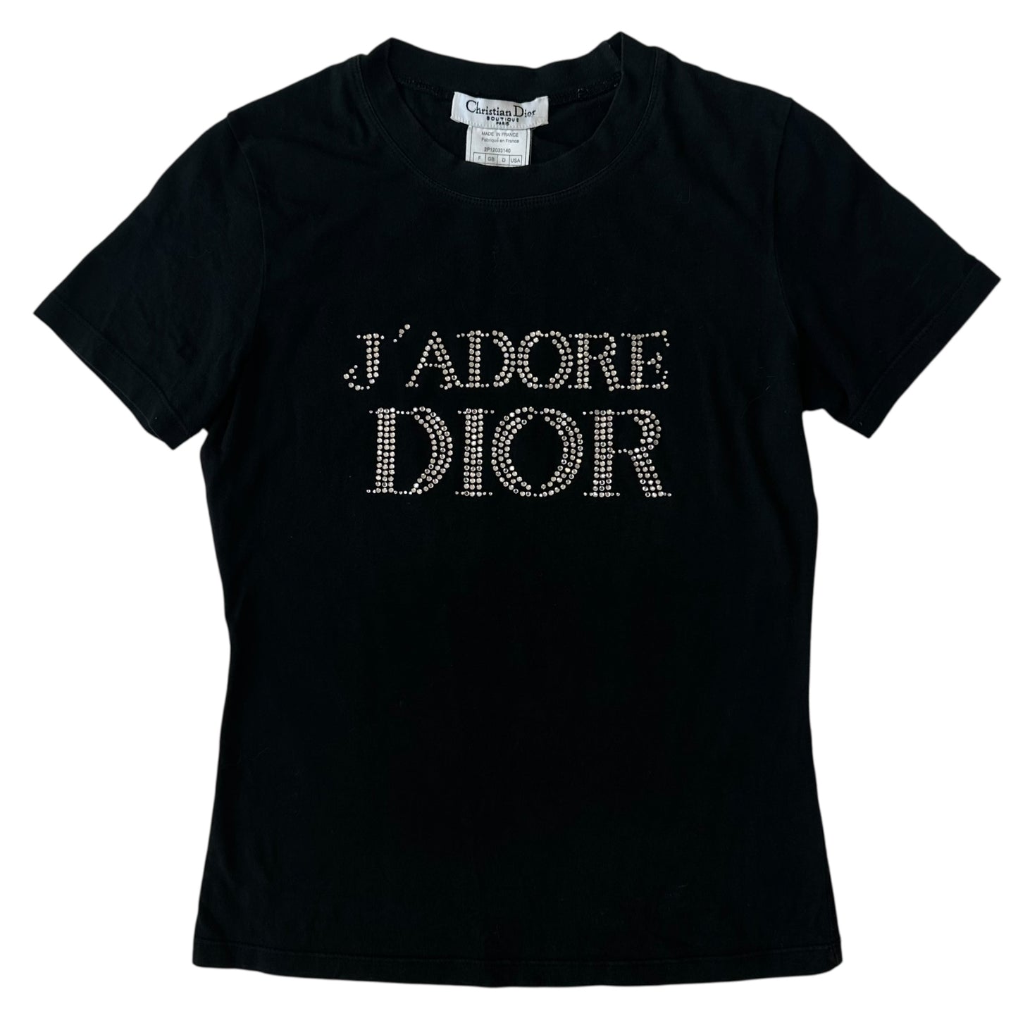 Christian Dior S/S 2002 Black Rhinestone J'Adore Dior T-Shirt - Outfit Repeater