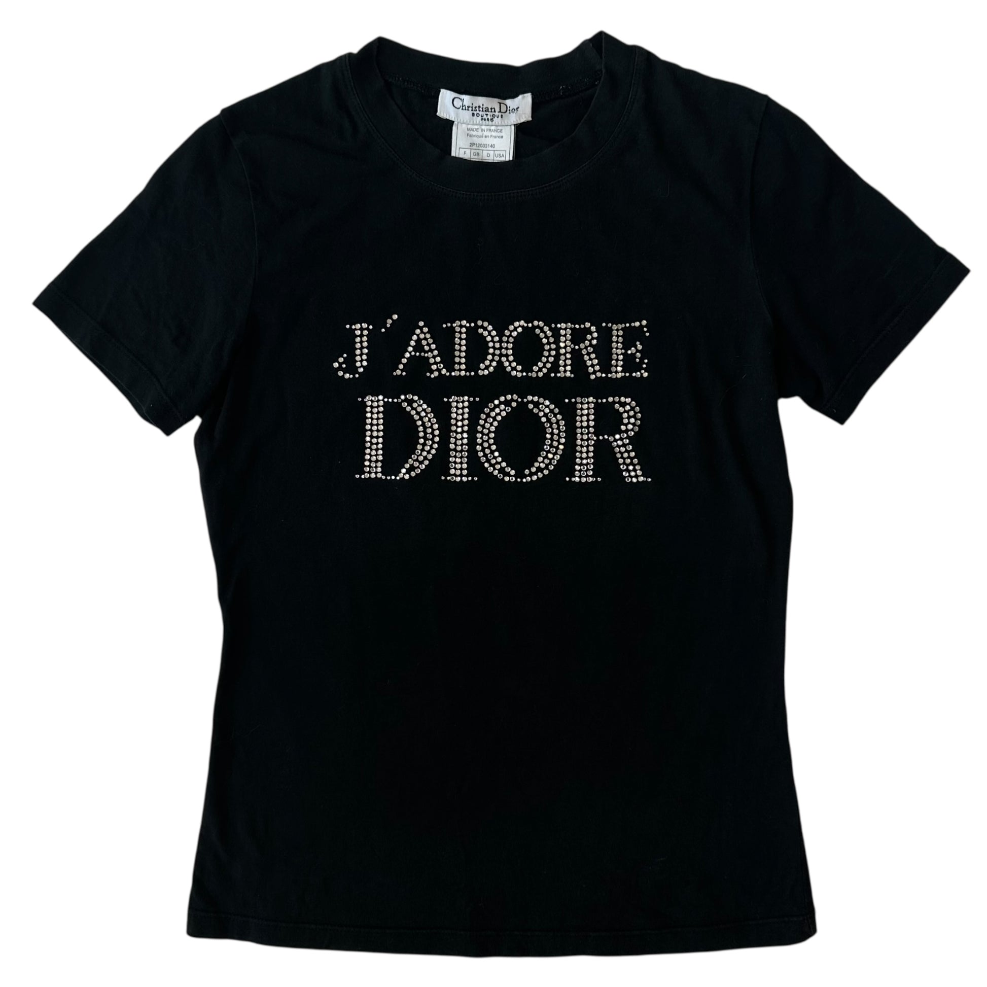 Christian Dior S/S 2002 Black Rhinestone J'Adore Dior T-Shirt - Outfit Repeater