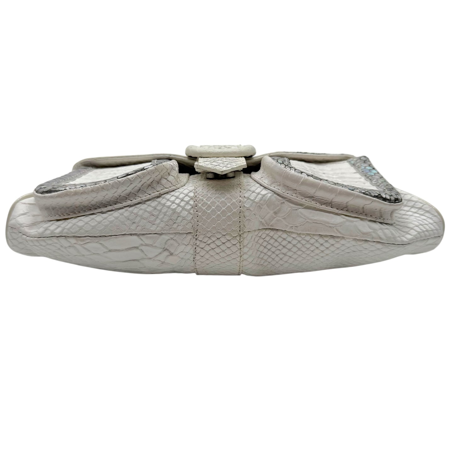 Just Cavalli White & Silver Faux Python Leather Shoulder Bag