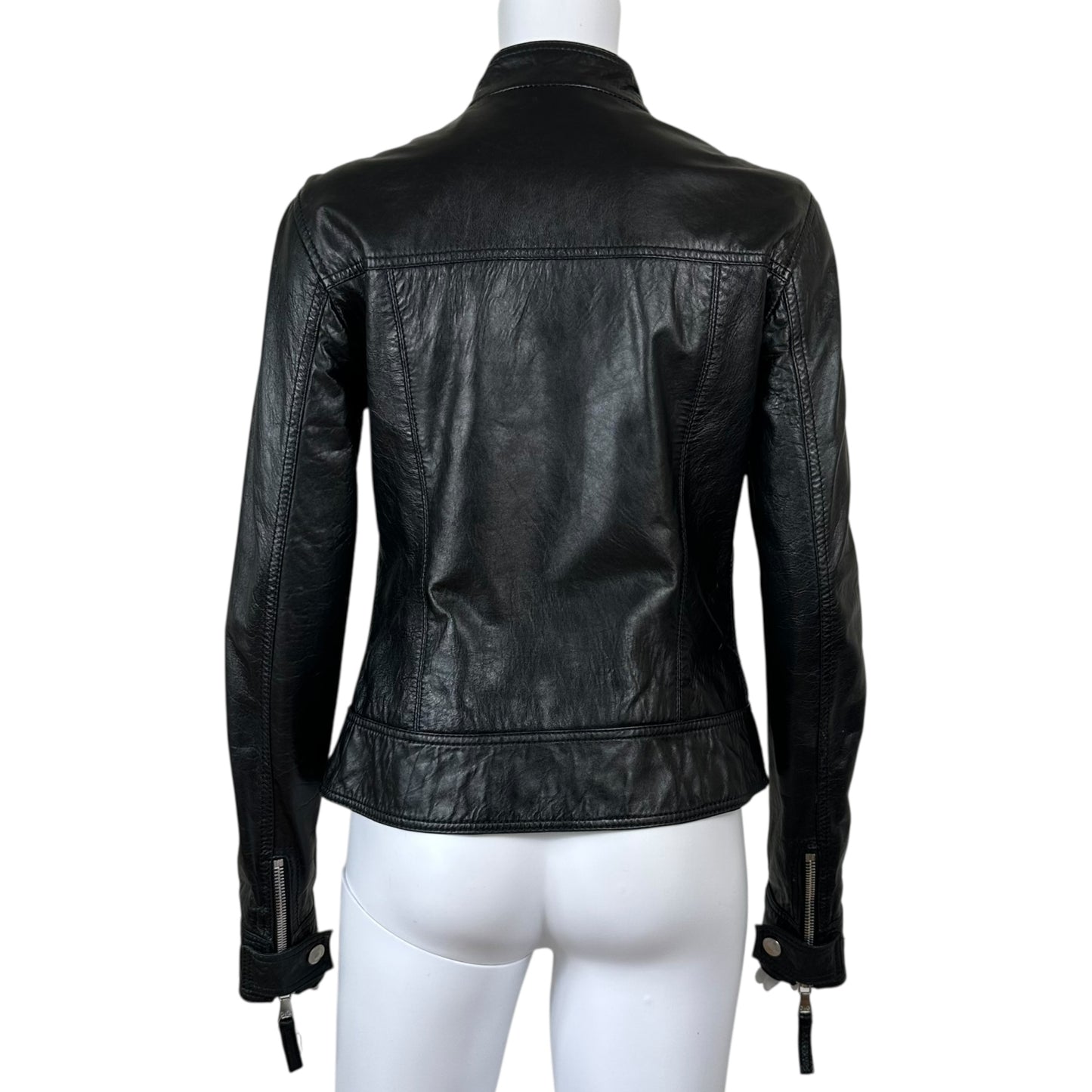 D&G Dolce & Gabbana Black Leather Cargo Pocket Jacket