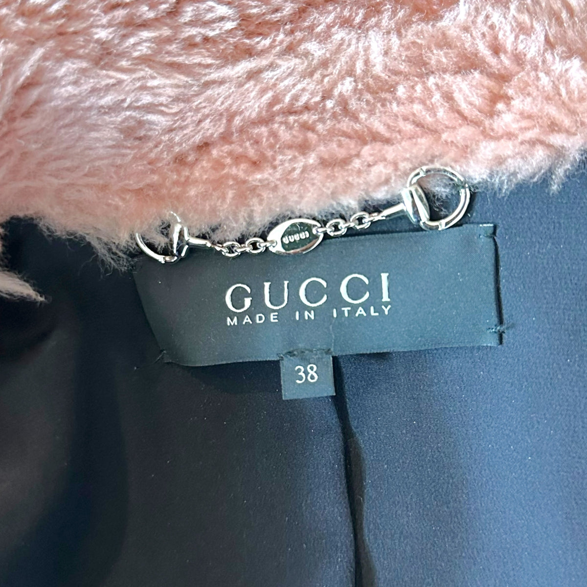 Gucci Pink Shearling Fur Coat
