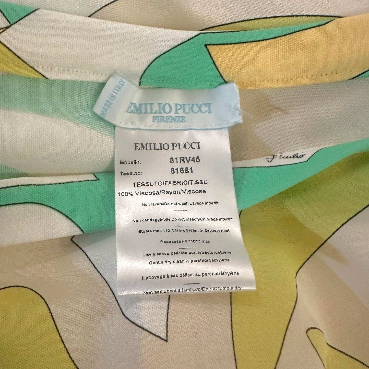 Emilio Pucci Green & Yellow Silk Knit Midi Skirt