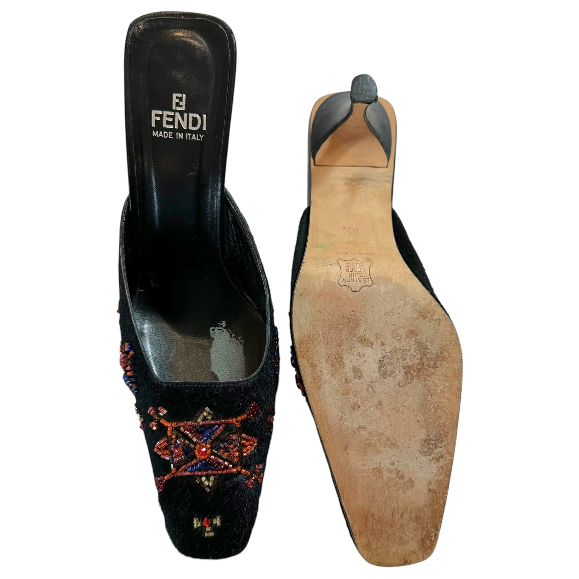 Fendi Beaded Ponyhair Mule Heels - Outfit Repeater