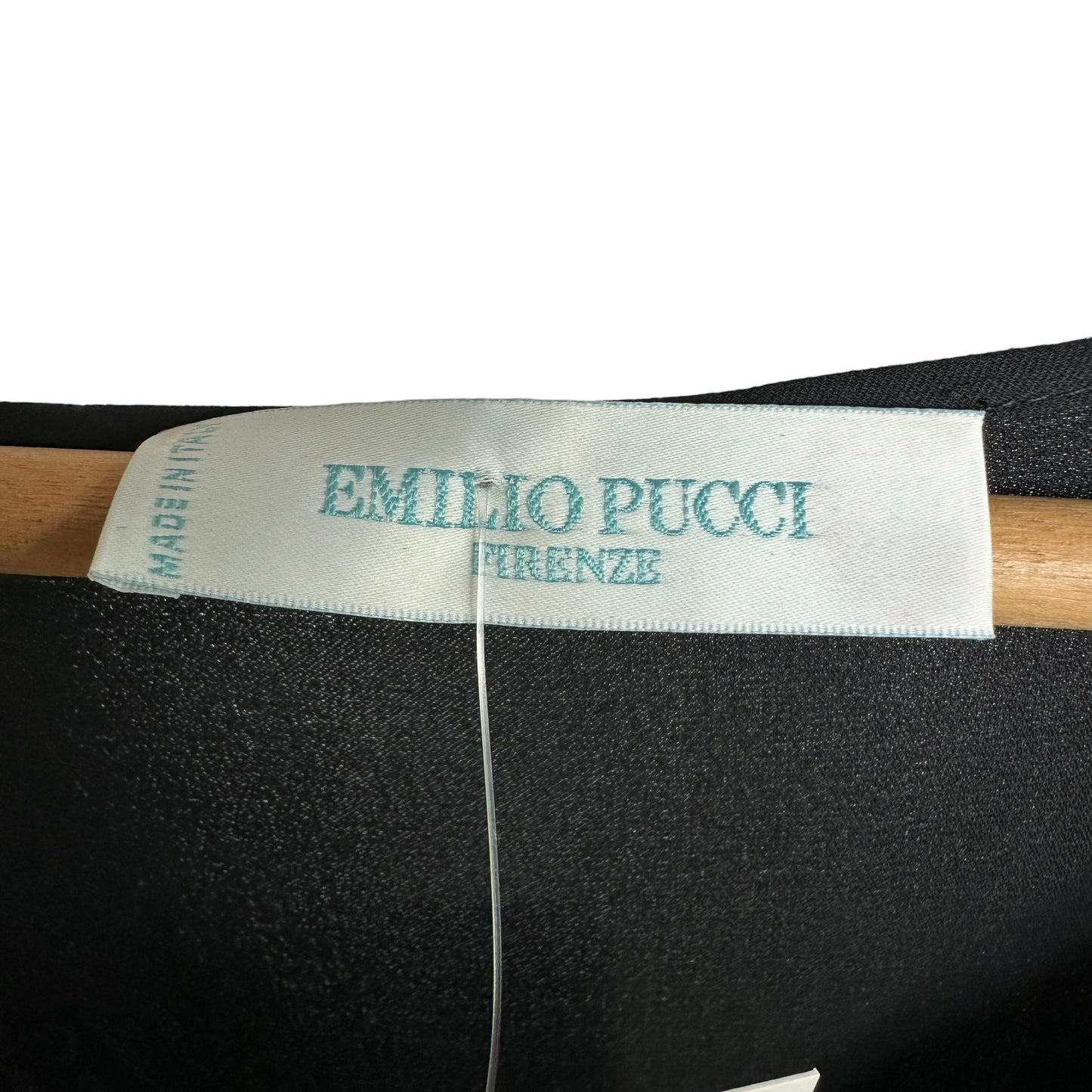 Emilio Pucci Silk Peasant Blouse Black Gold Beaded