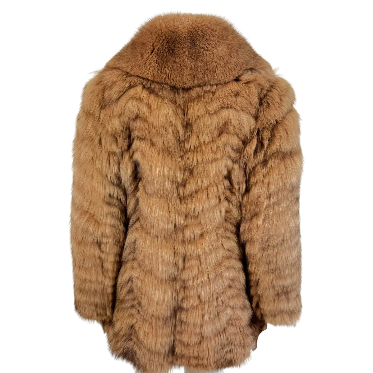 Vintage Fox Fur Coat Light Brown Open Front 1990s