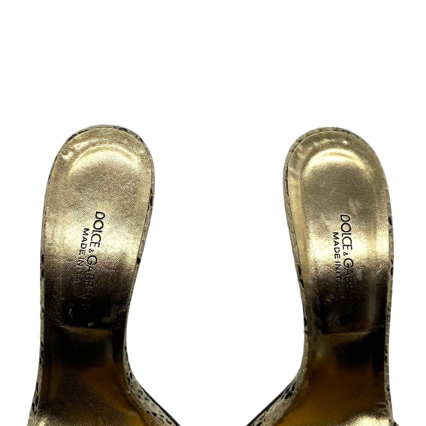 Dolce & Gabbana Studded Snakeskin Mule Heels - Outfit Repeater