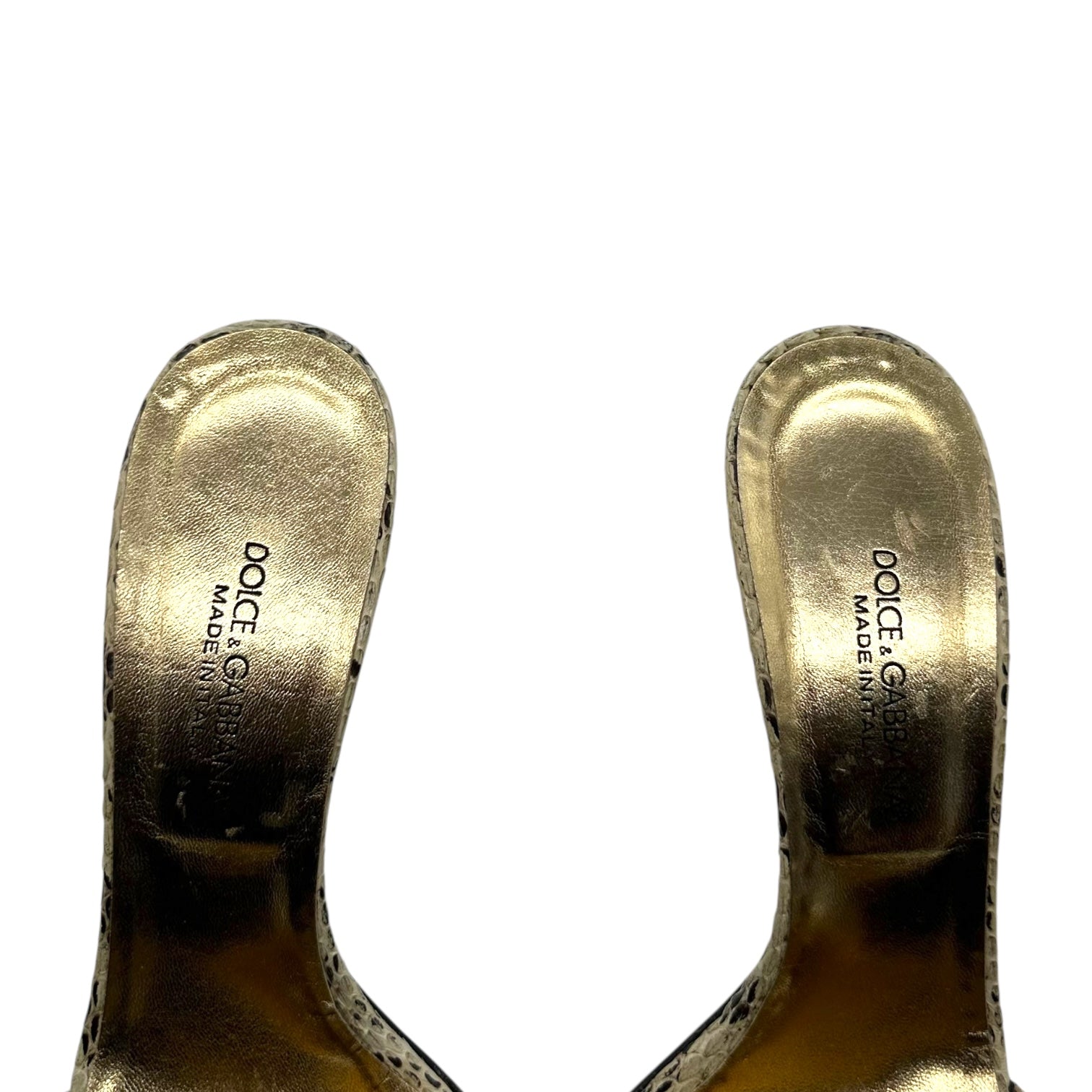 Dolce & Gabbana Studded Snakeskin Mule Heels - Outfit Repeater