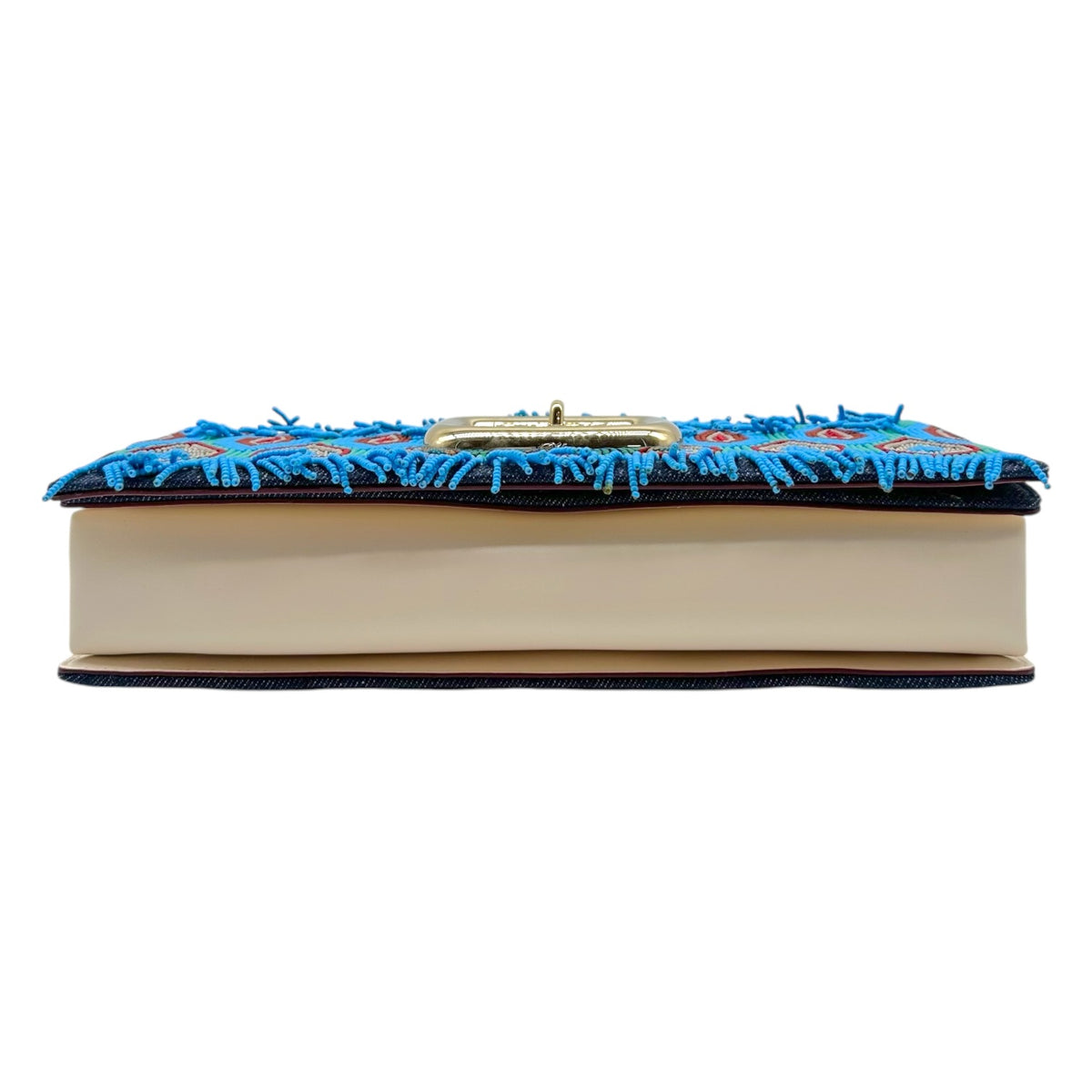 Roger Vivier Ikat Beaded Denim Leather Crossbody Bag