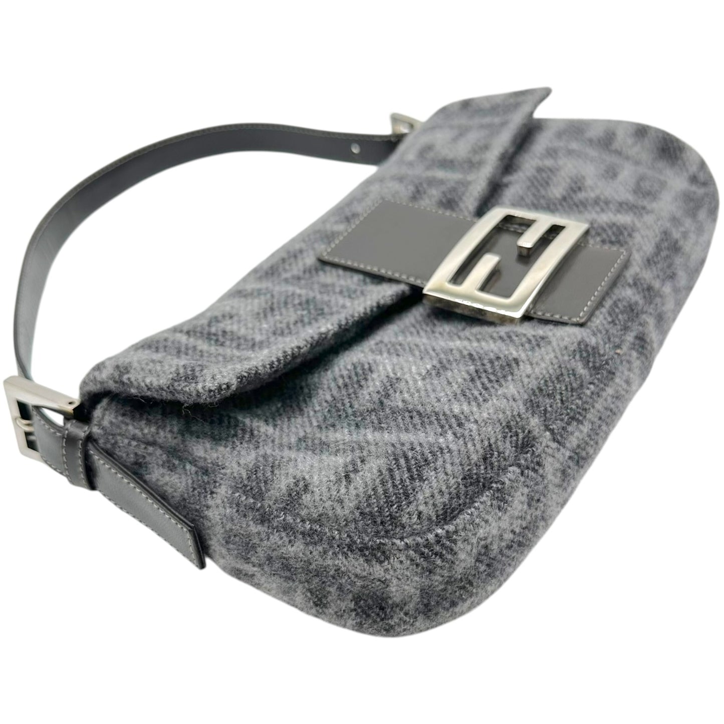 Fendi Baguette Bag Gray Zucca Cashmere Knit