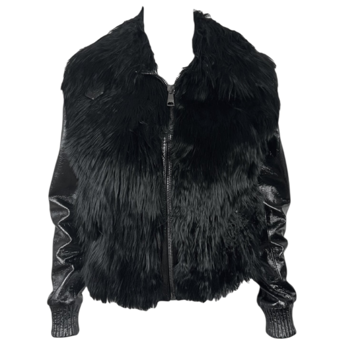 Dolce & Gabbana Black Sheep Fur & Leather Jacket