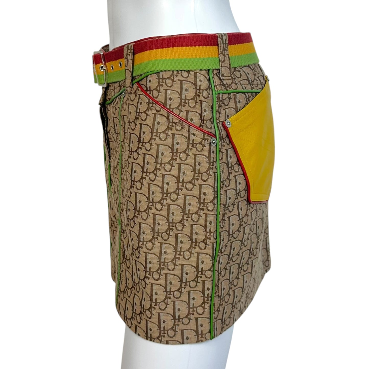 Christian Dior F/W 2004 Rasta Trotter Monogram Belted Mini Skirt