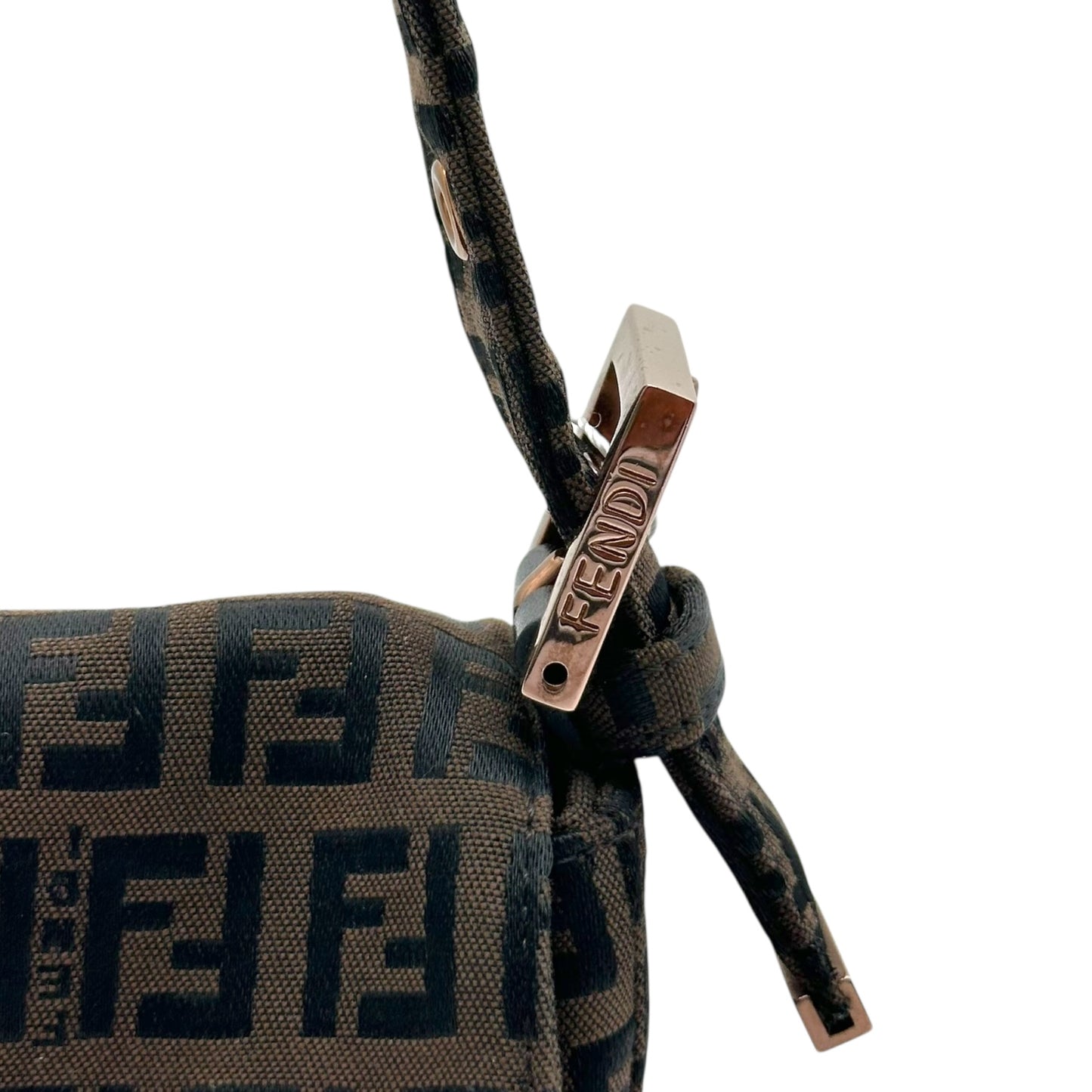 Fendi Black & Brown Zucchino Baguette Bag