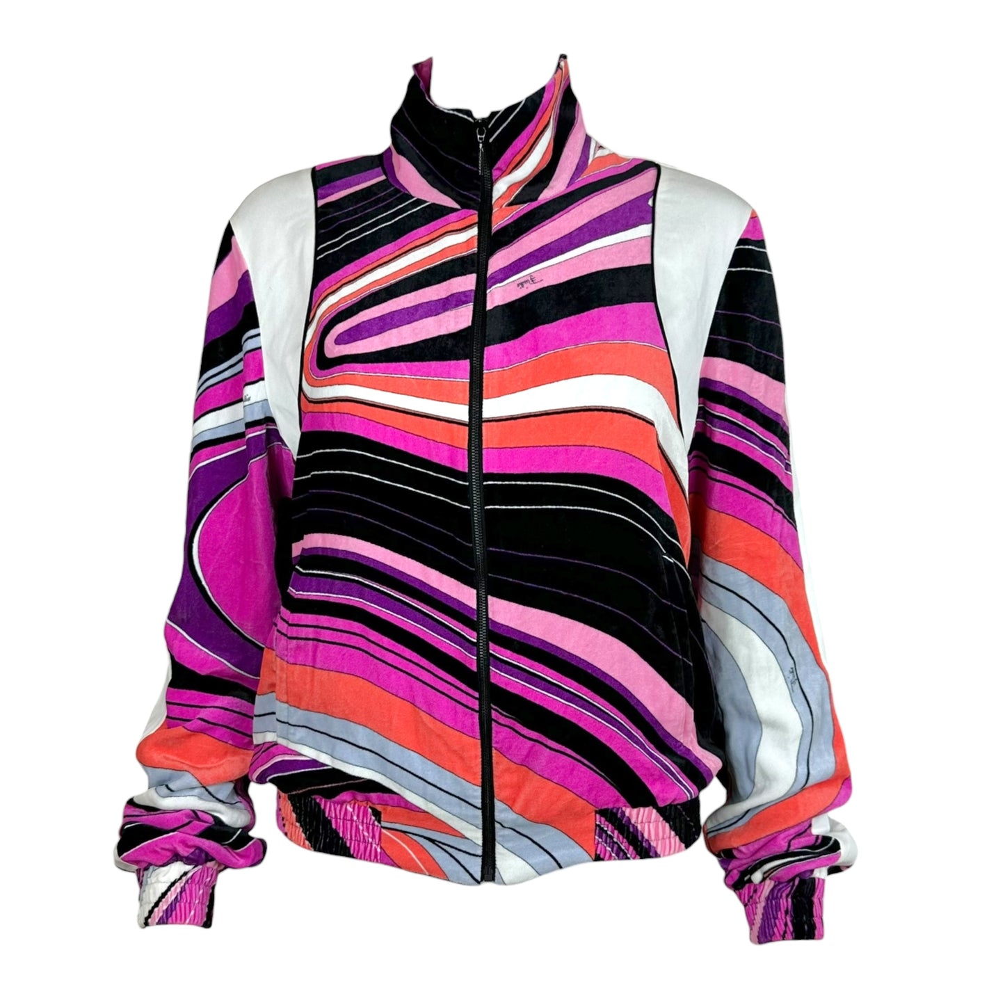 Emilio Pucci Zip-Up Track Jacket Pink Black Velvet