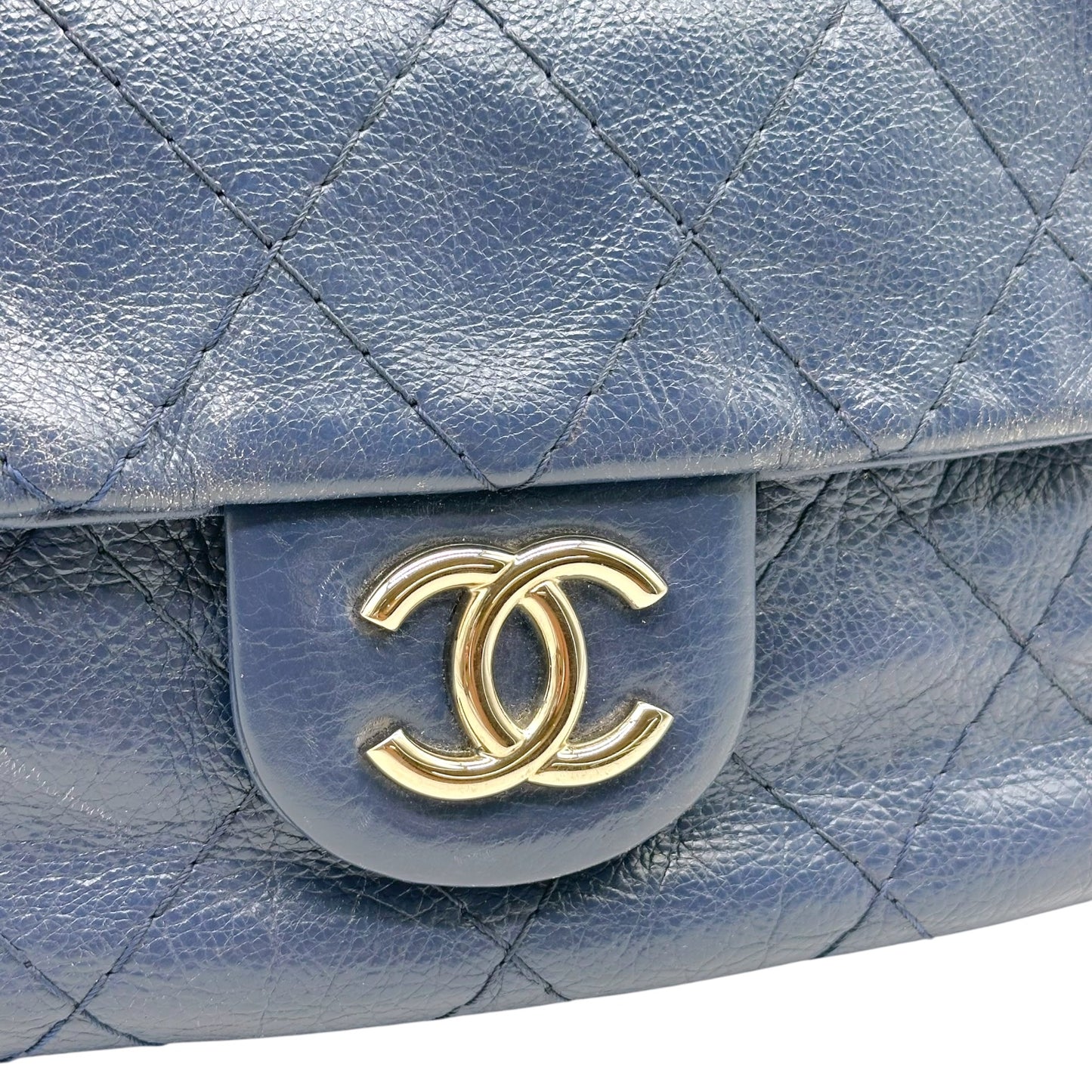 Chanel Blue Wild Stitch Matelasse Shoulder Flap Bag 2009-10